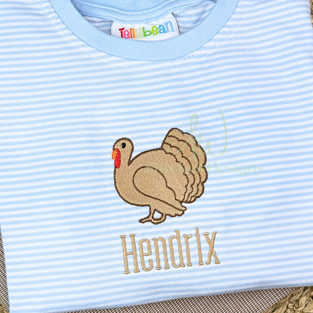 Mini turkey satin fill stitch machine embroidery design