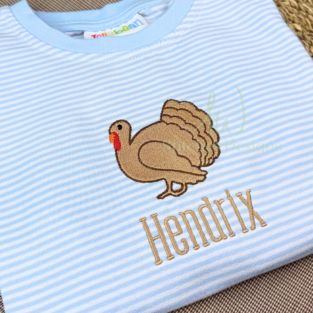 Mini turkey satin fill stitch machine embroidery design