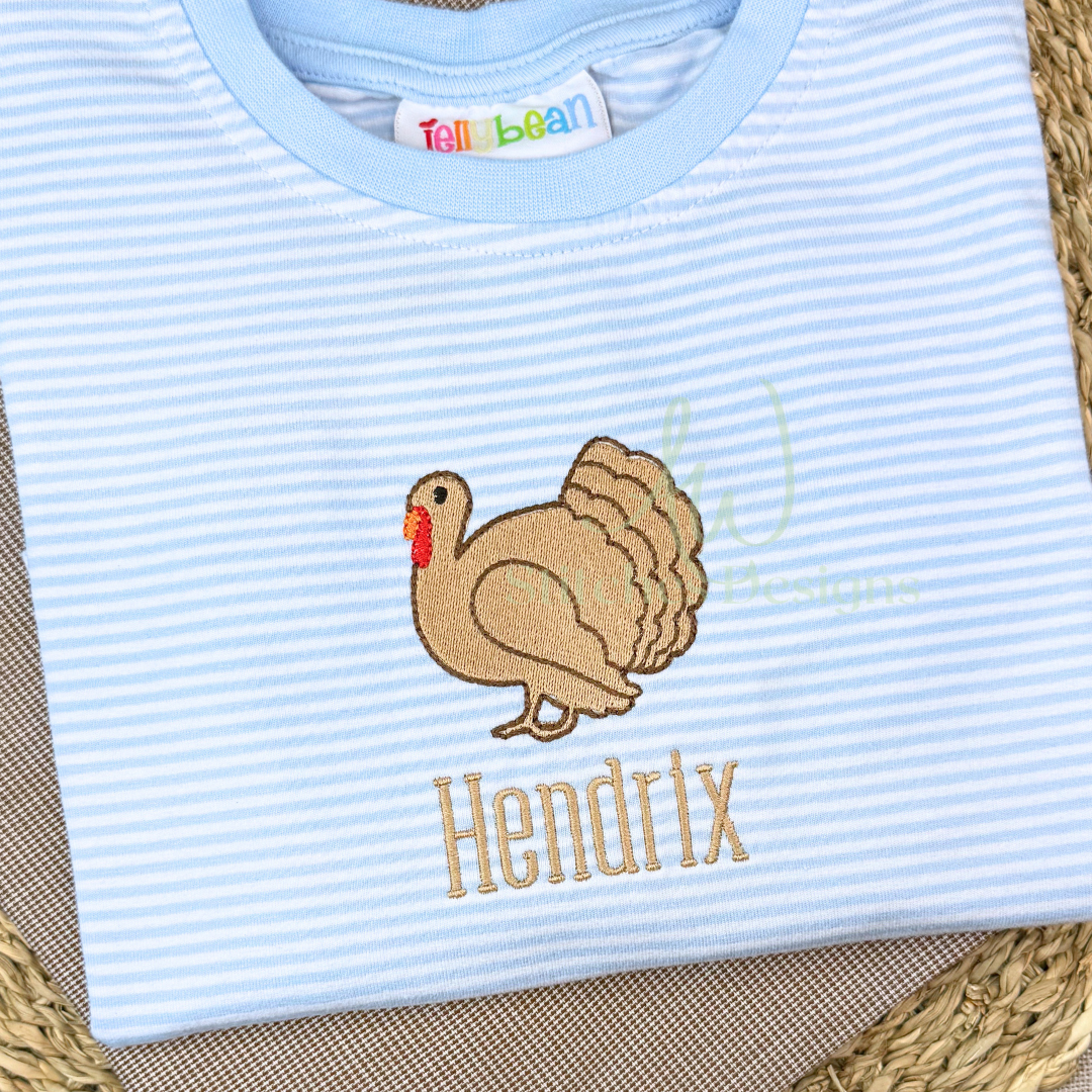 Mini turkey satin fill stitch machine embroidery design