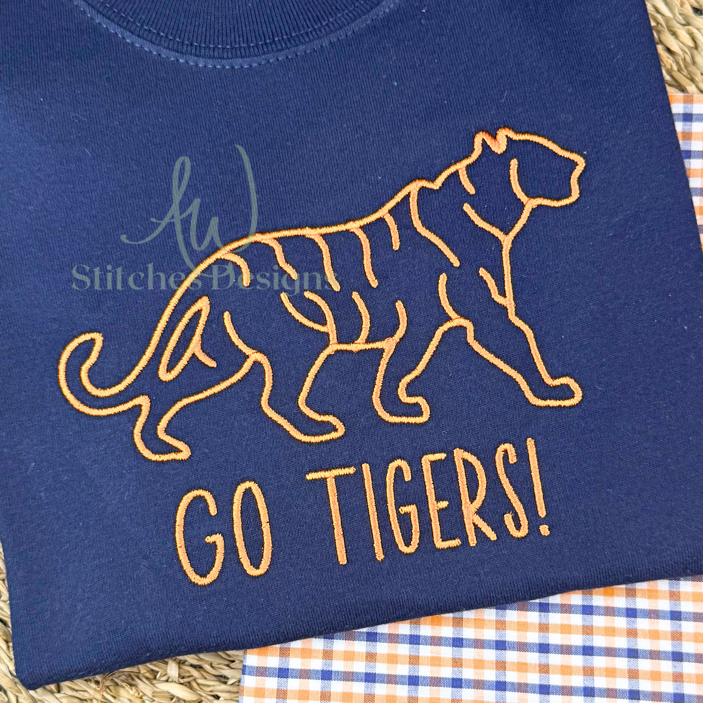 Tiger mascot satin stitch machine embroidery design file