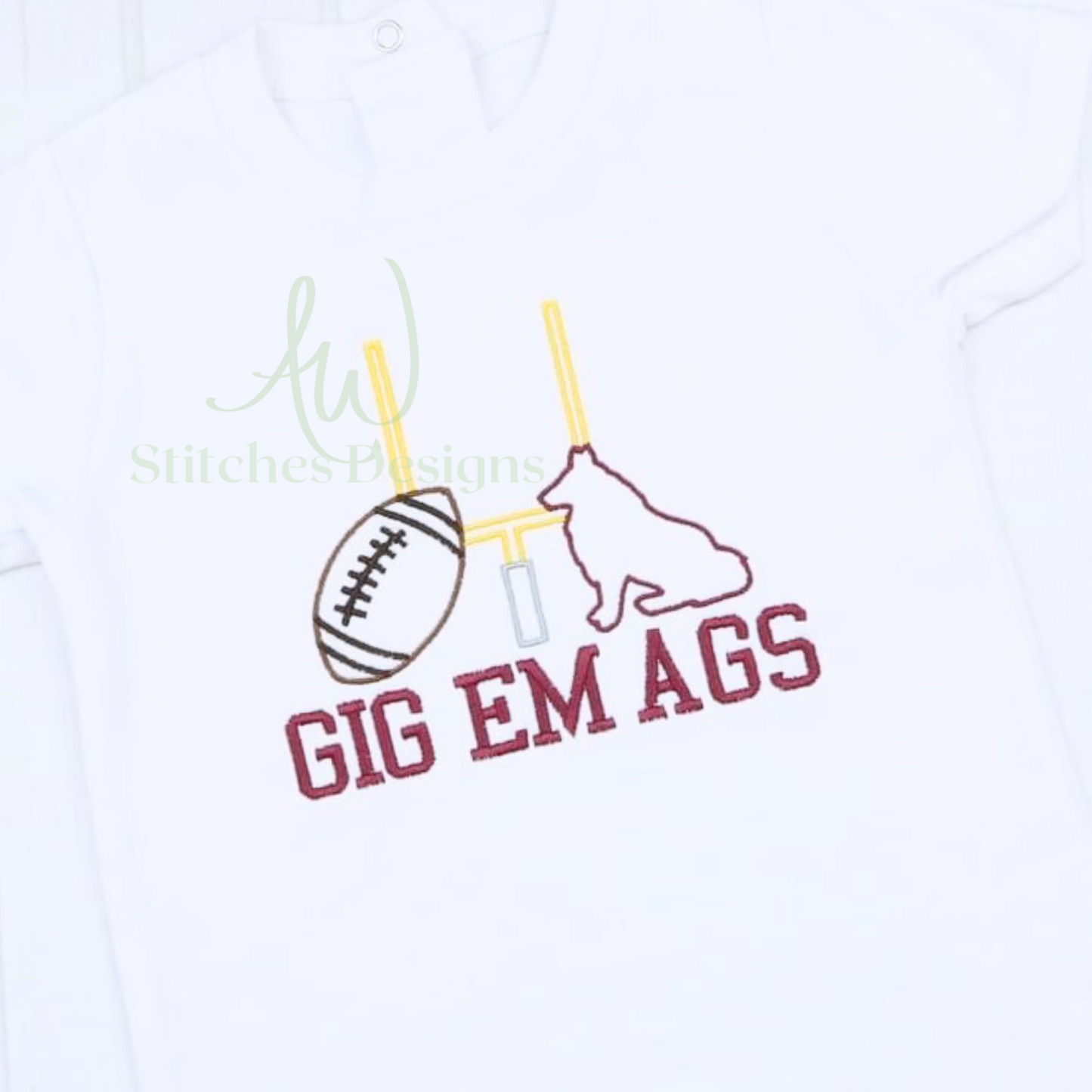 Texas Collie Football Satin Stitch Outline