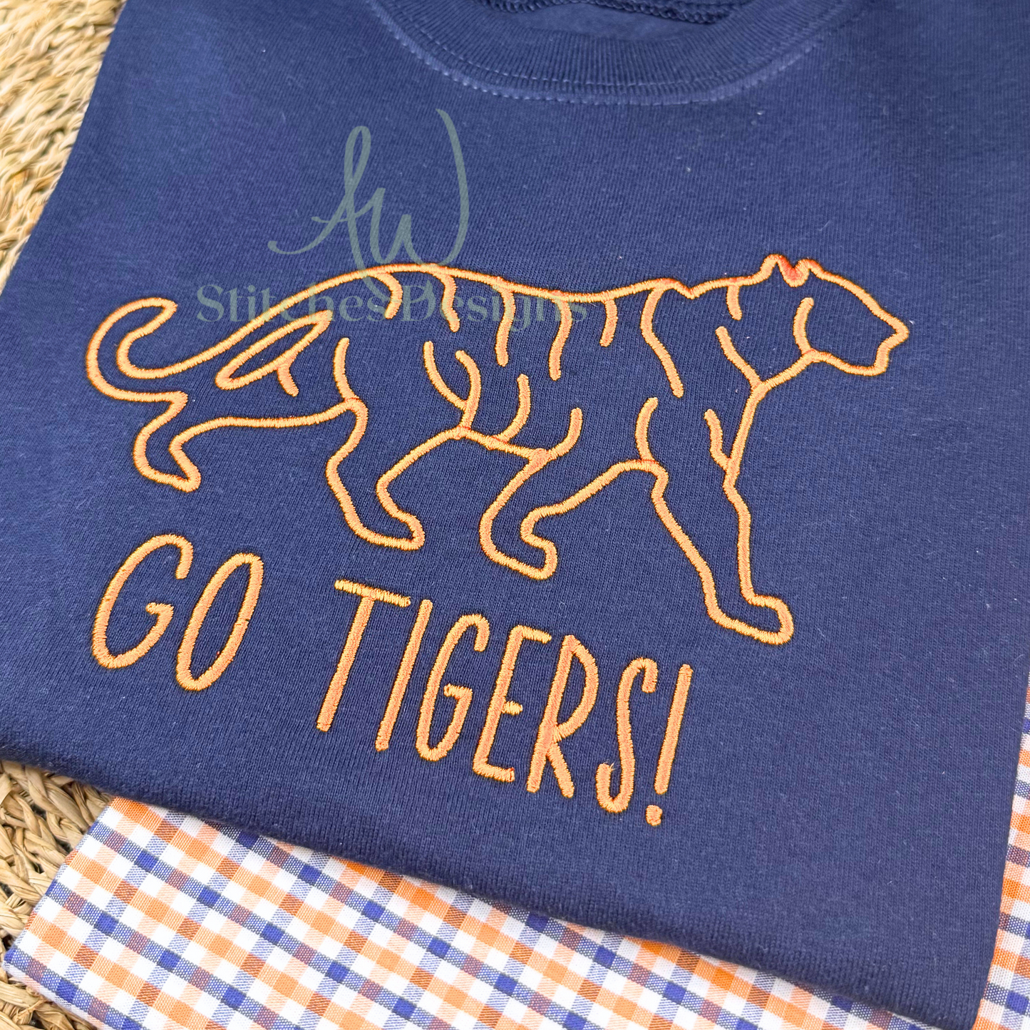 Tiger mascot satin stitch machine embroidery design file