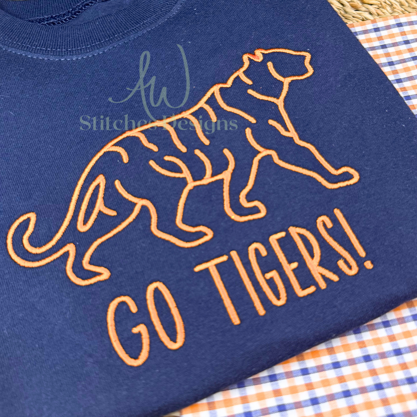 Tiger mascot satin stitch machine embroidery design file