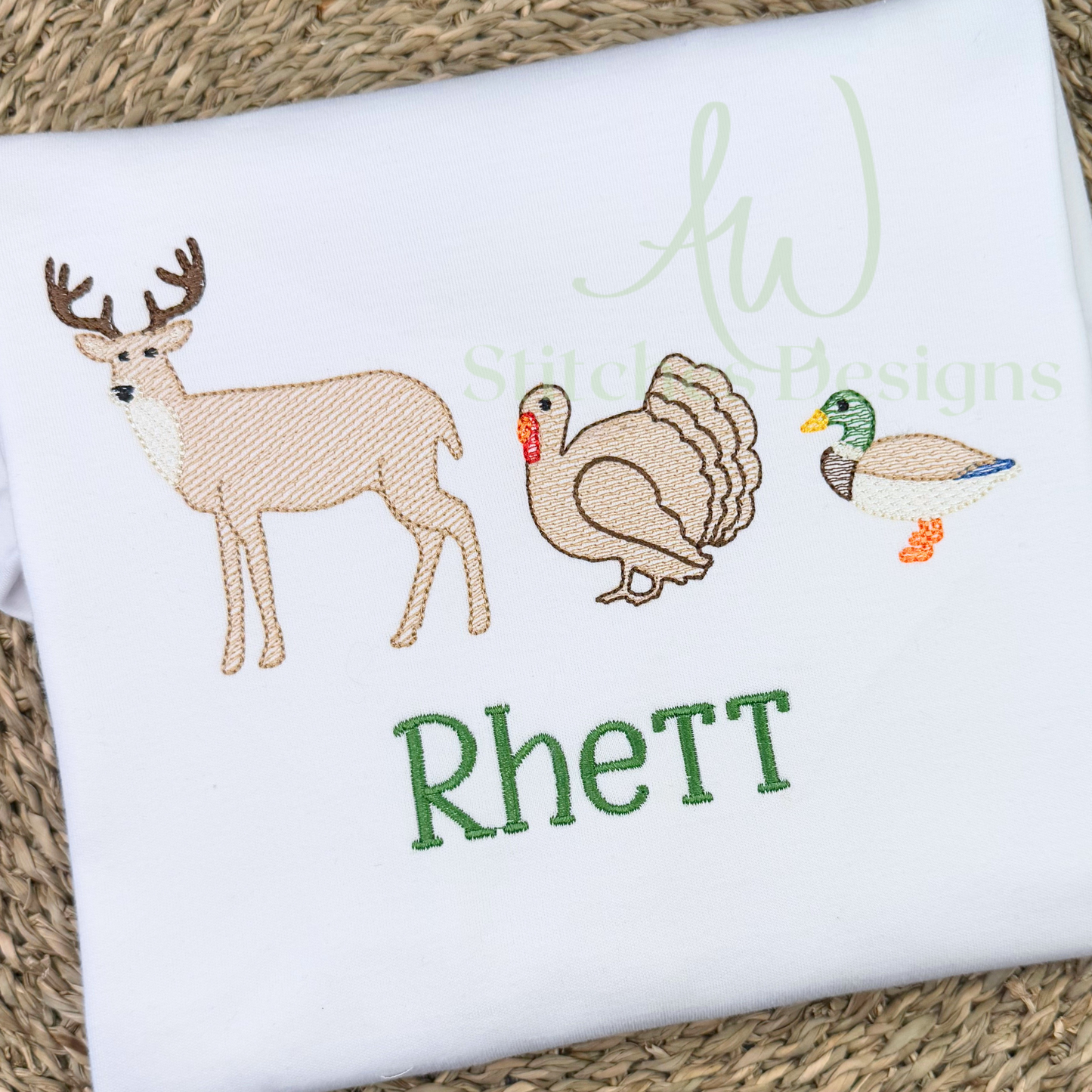 Hunting trio sketch stitch machine embroidery design file