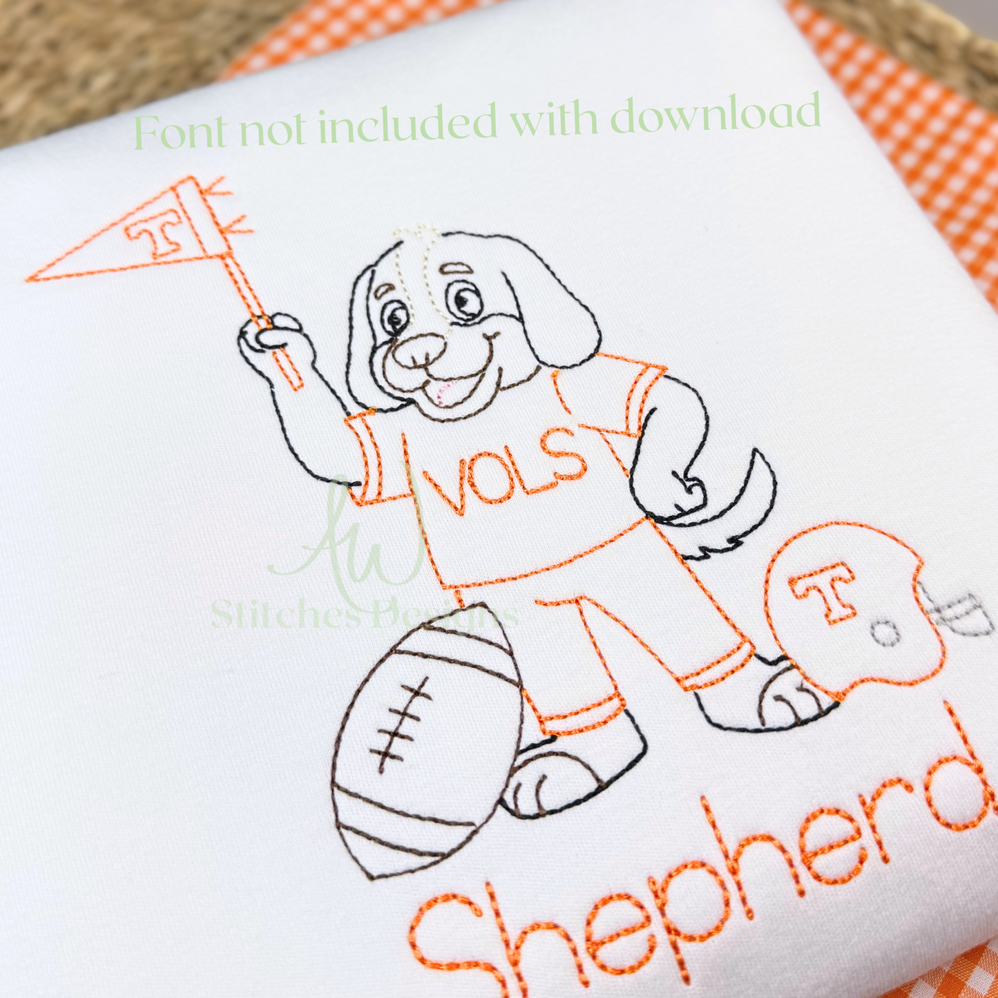 Tennessee Football Game Day Vintage Stitch Embroidery Design