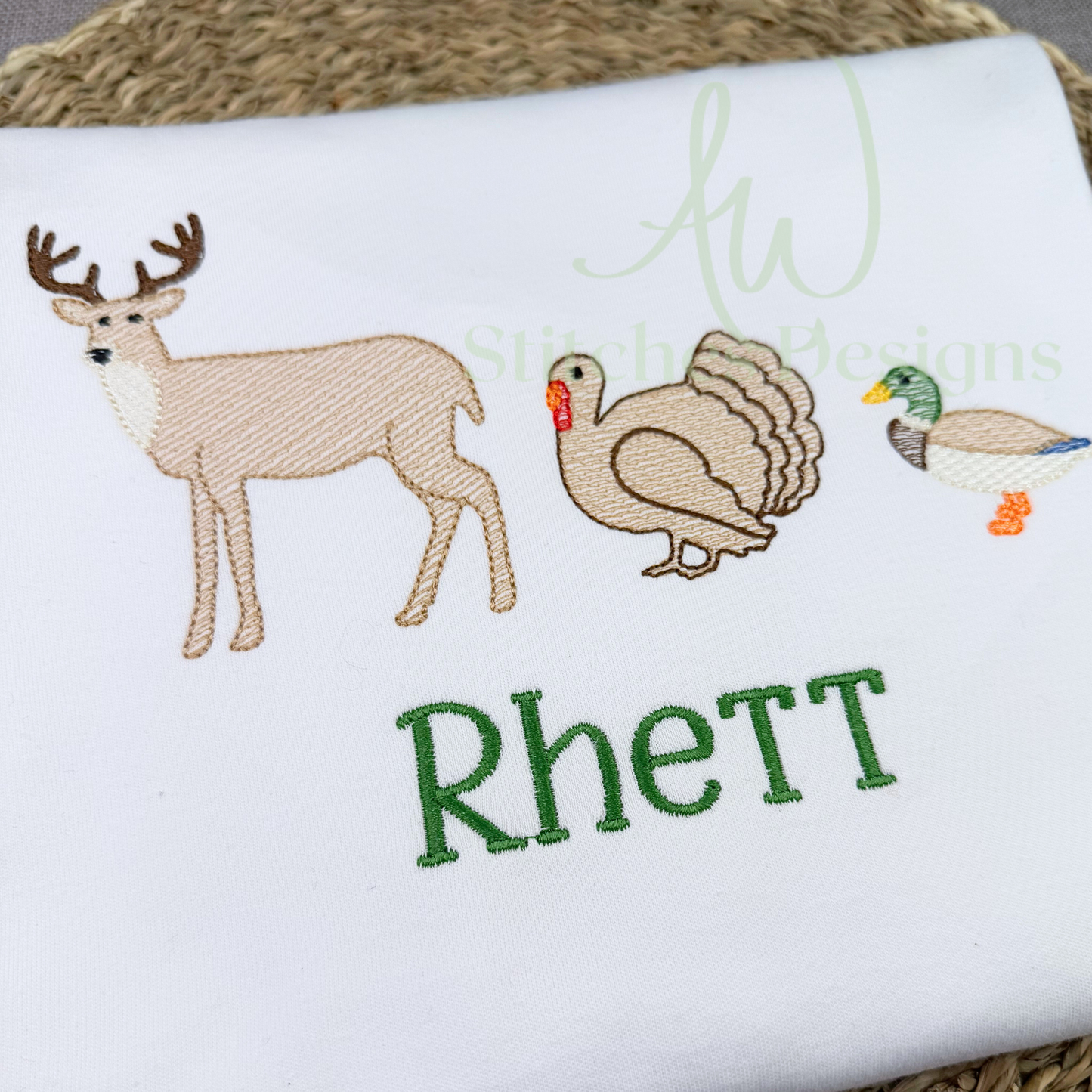 Hunting trio sketch stitch machine embroidery design file
