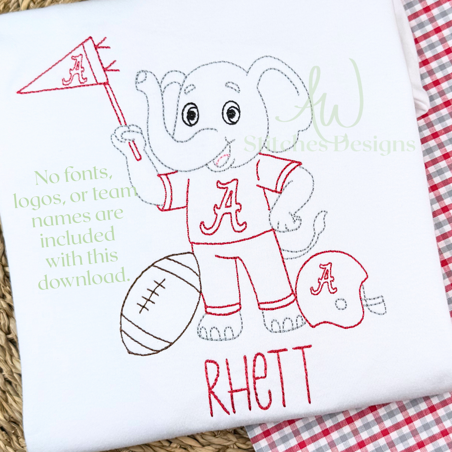 Vintage Alabama Football Embroidery Design