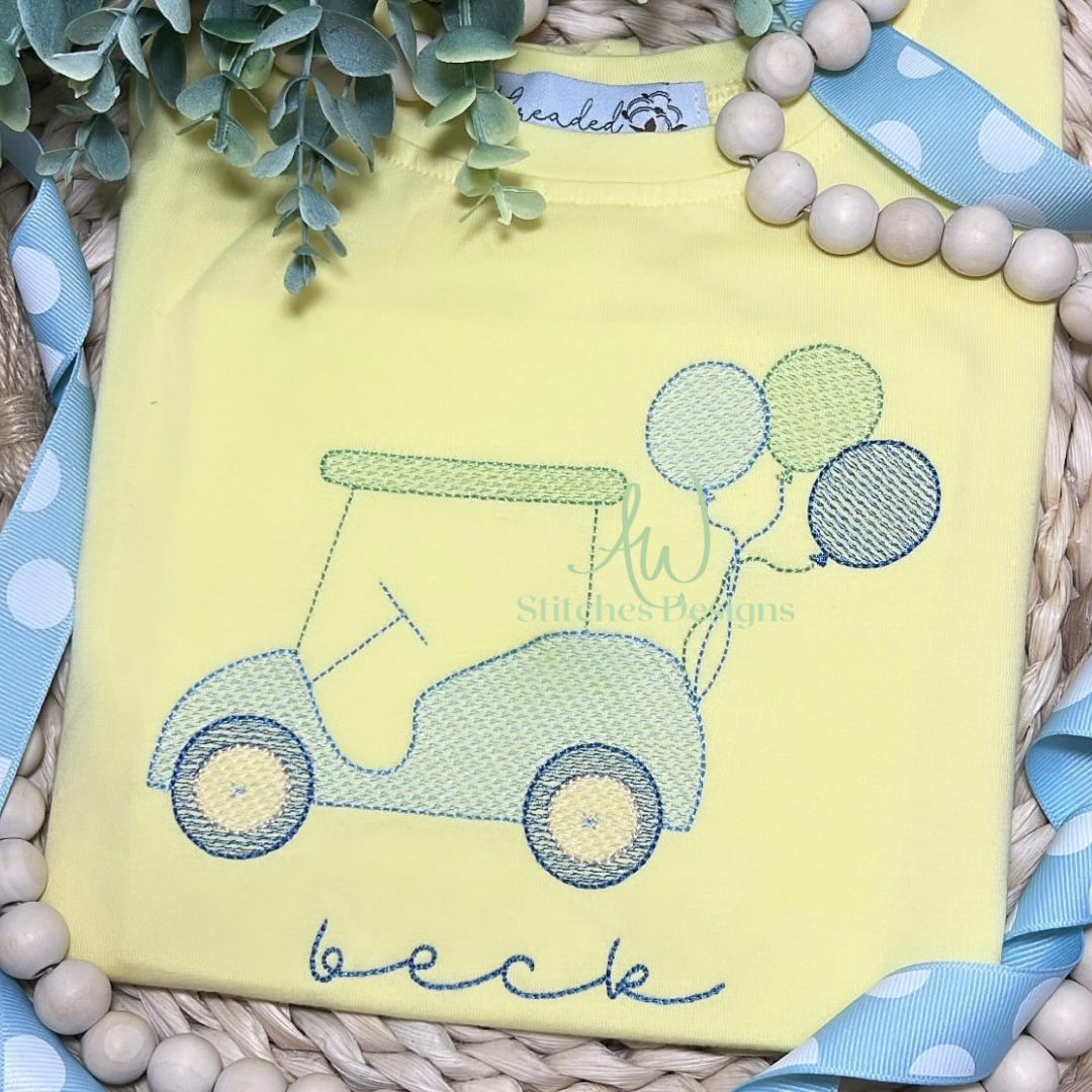 Birthday Golf Cart Sketch