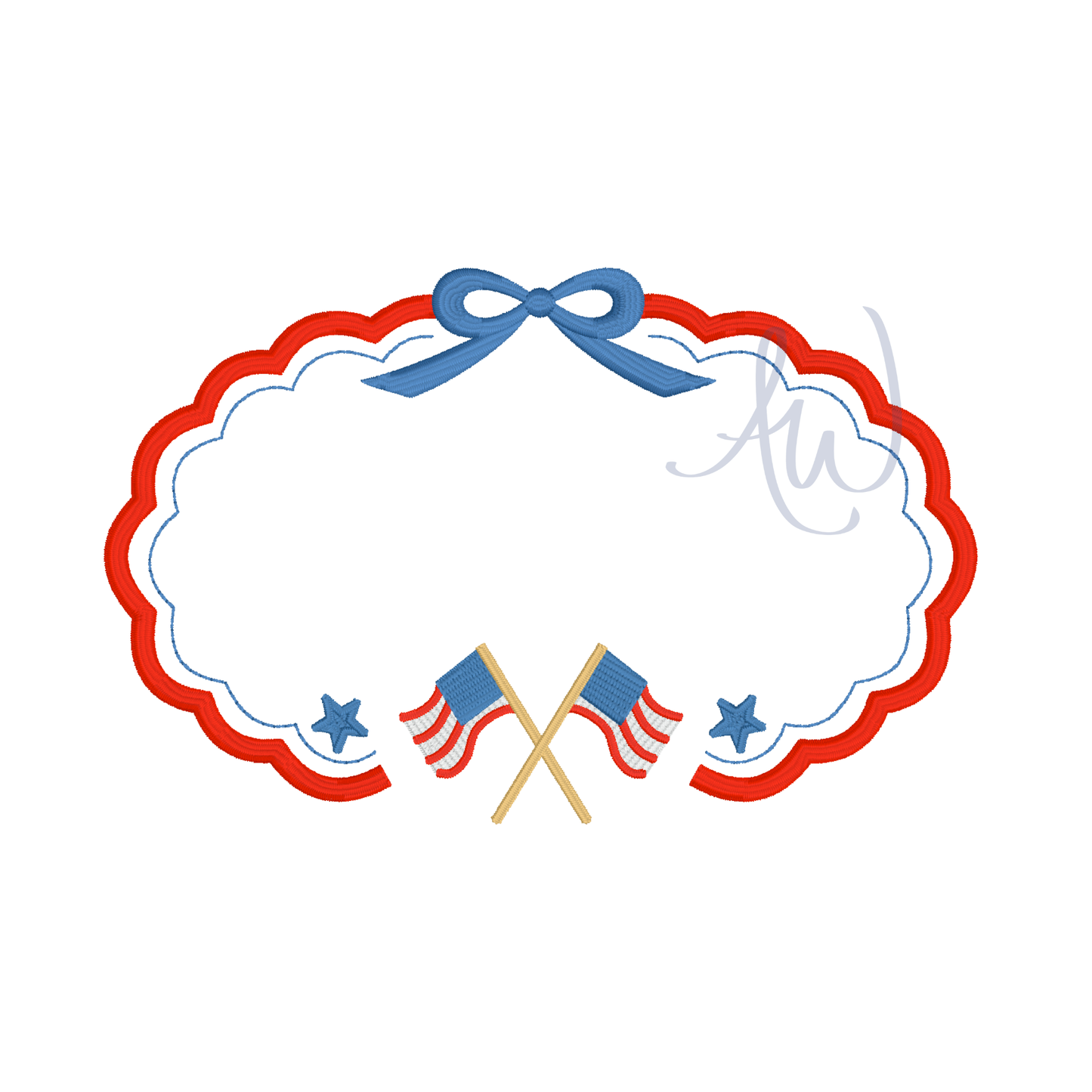 Patriotic Scallop Frame Embroidery Design
