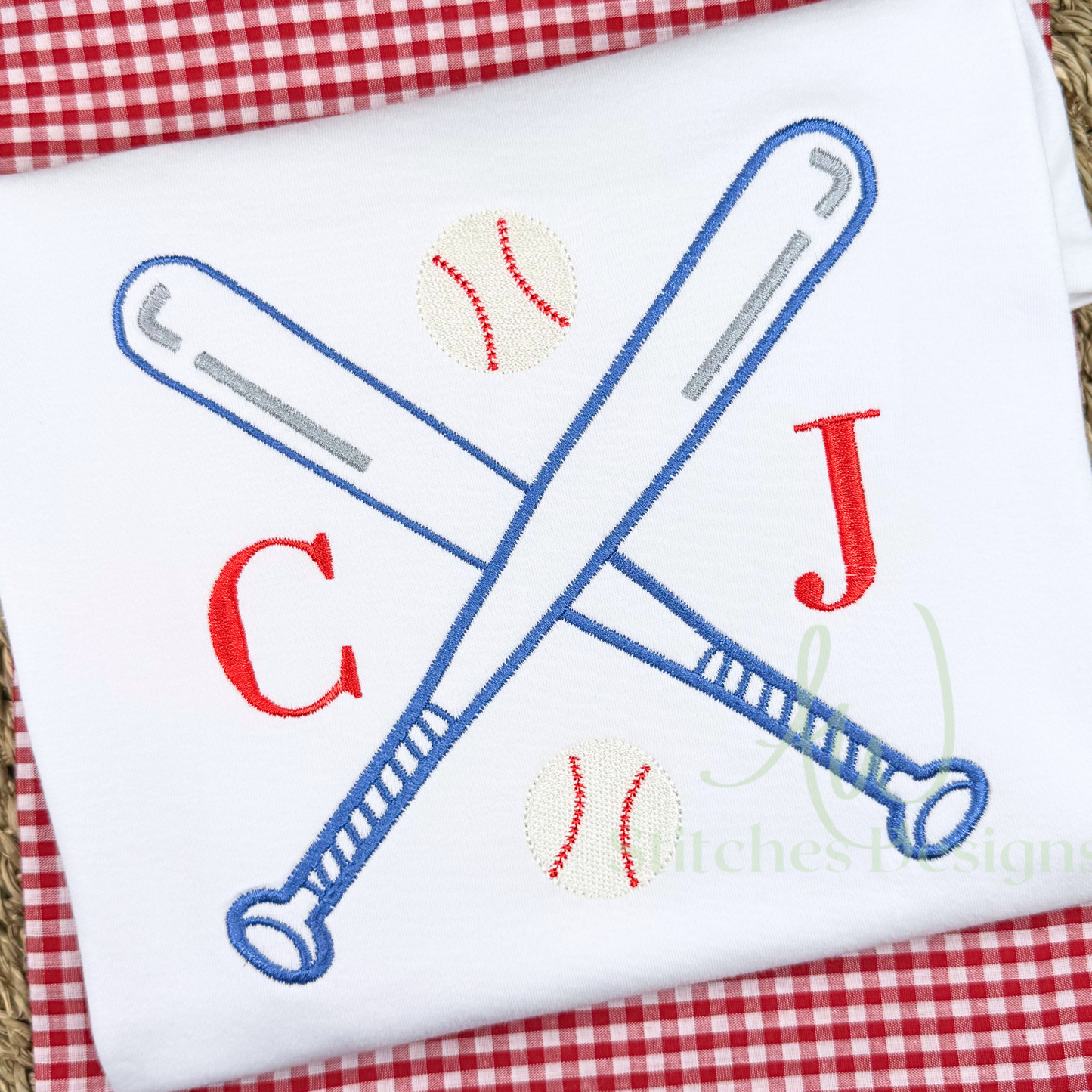 Baseball monogram frame satin fill stitch machine embroidery design file