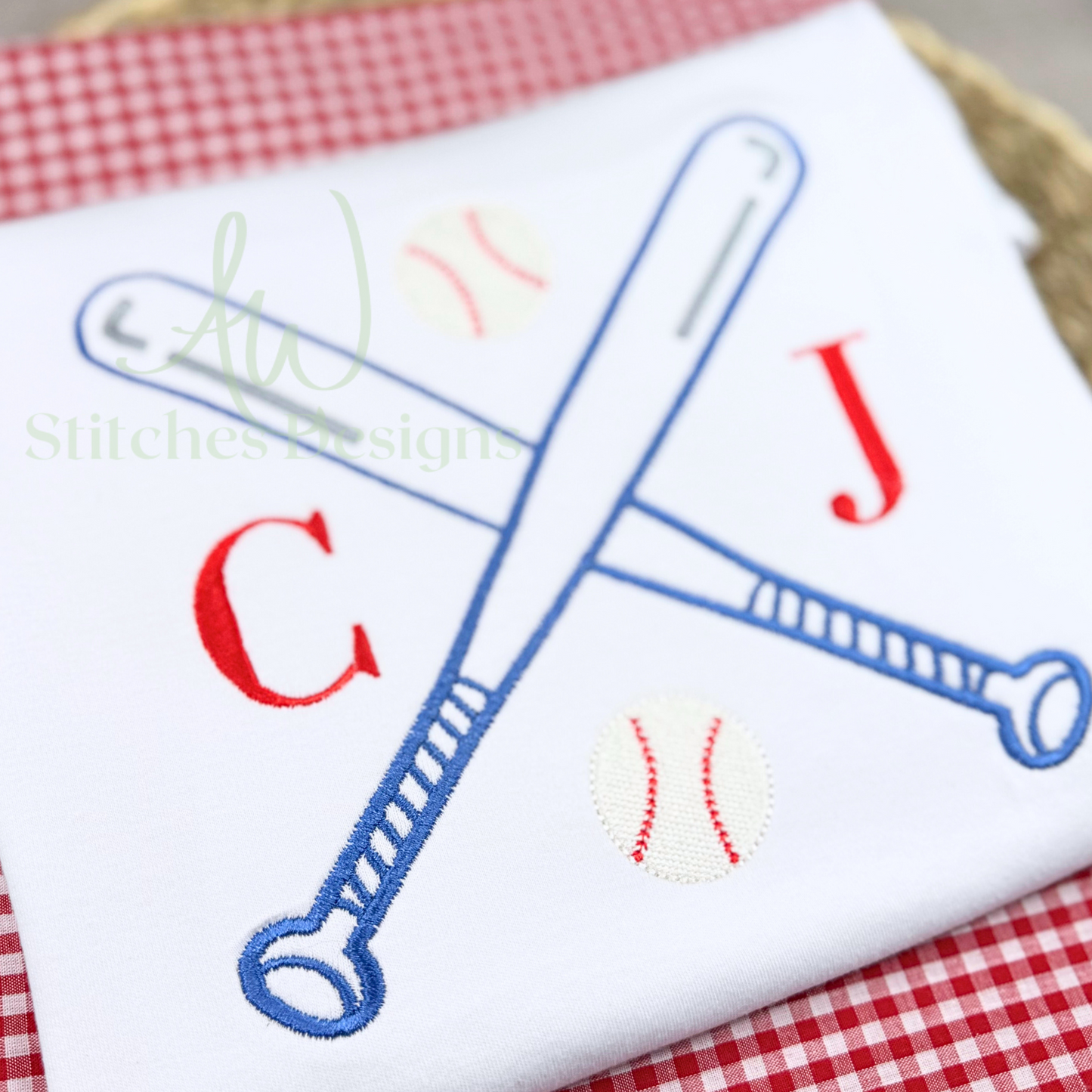 Baseball monogram frame satin fill stitch machine embroidery design file