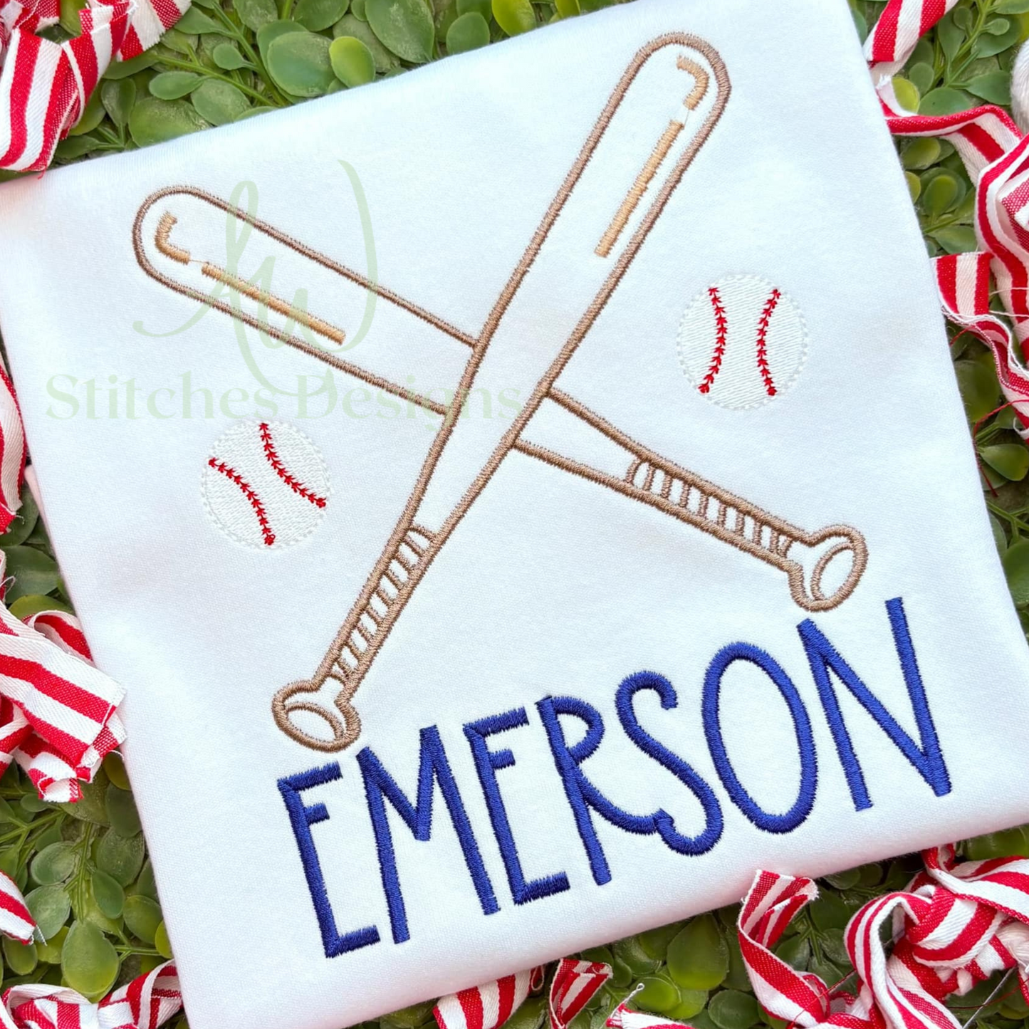 Baseball monogram frame satin fill stitch machine embroidery design file