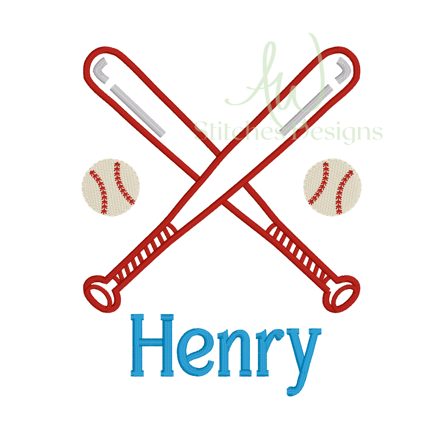 Baseball monogram frame satin fill stitch machine embroidery design file