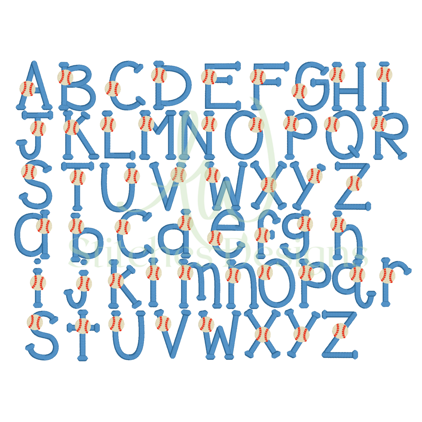 Big League Baseball satin stitch font machine embroidery design file