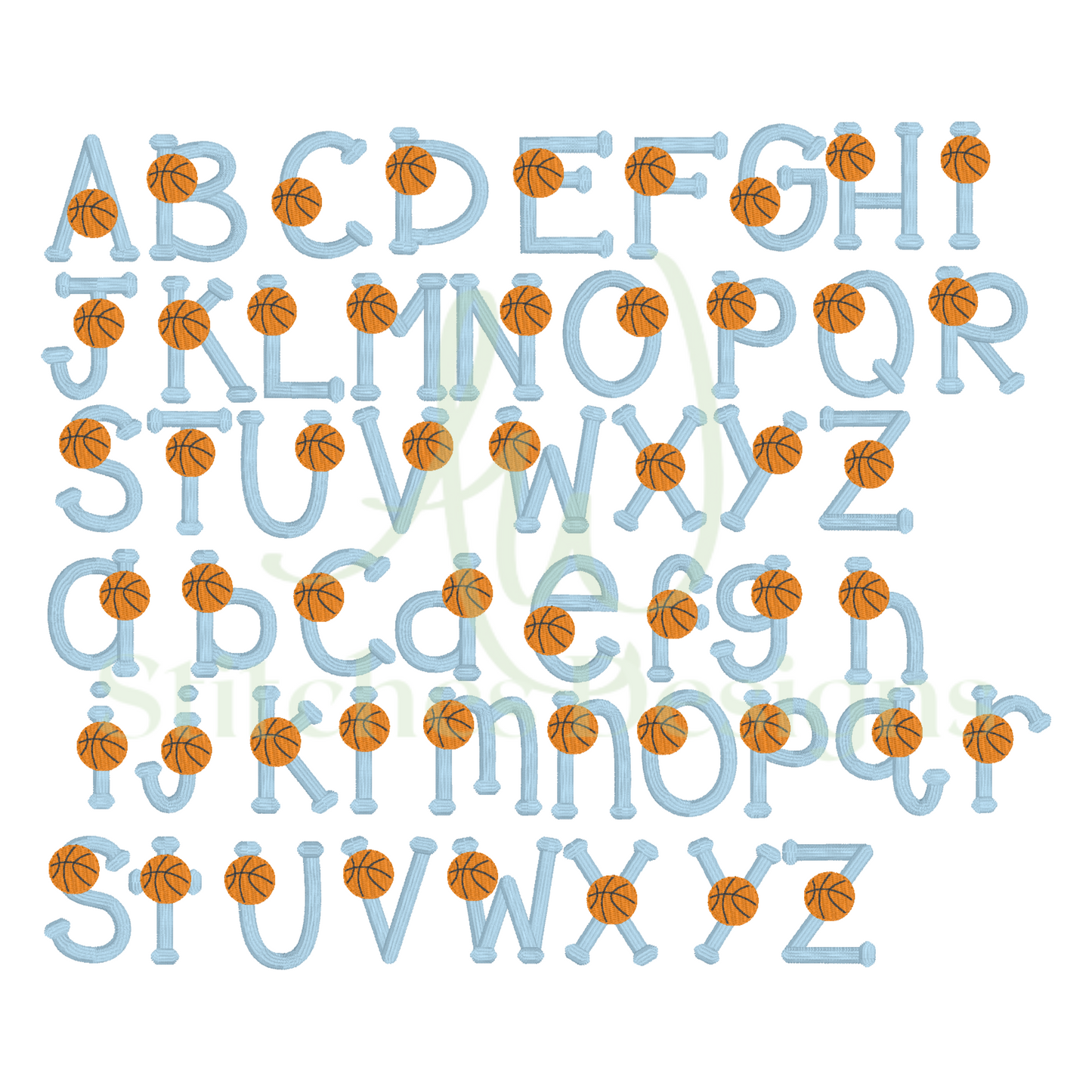 Basketball Baller Sports satin stitch font machine embroidery design file