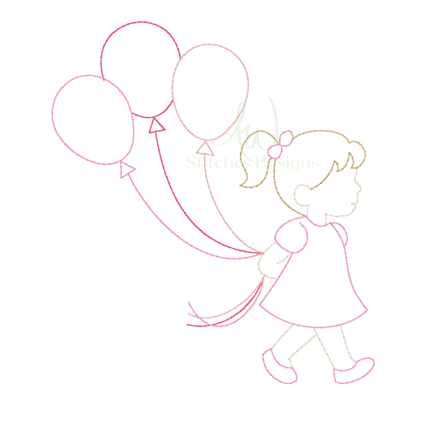 Birthday Girl Vintage Stitch Embroidery Design