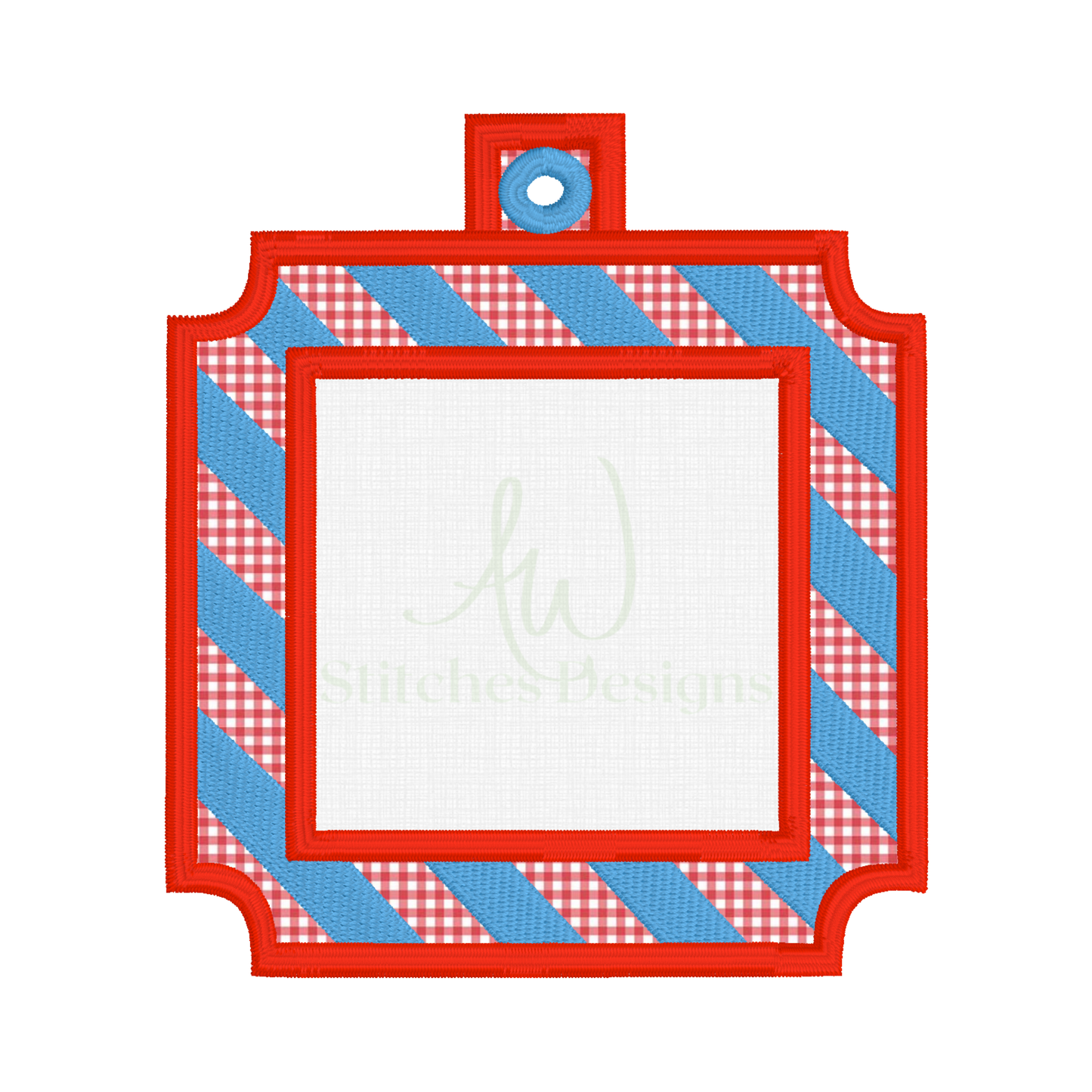 In the Hoop Square Stripe Christmas Ornament