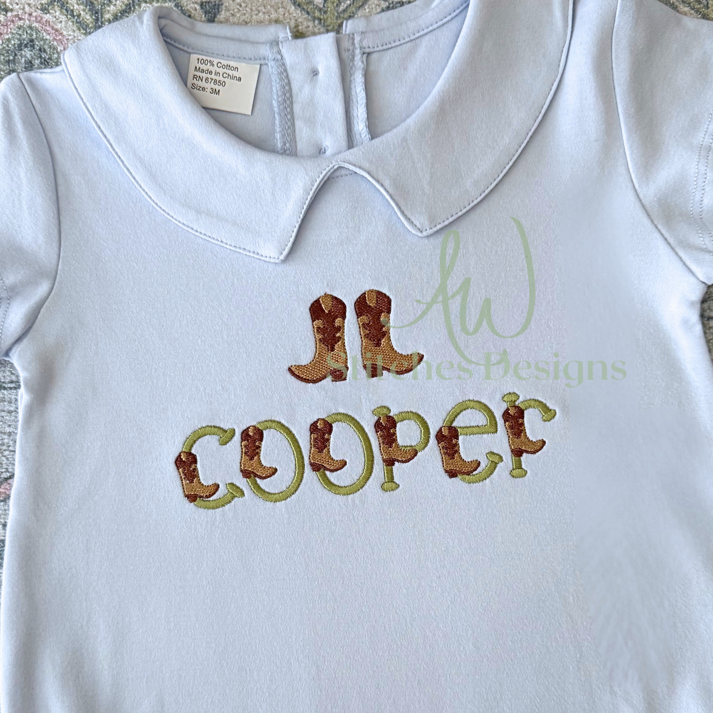 Cowboy Kicks satin stitch font for machine embroidery design file 1"- 2.5" upper and lowercase letters with BX