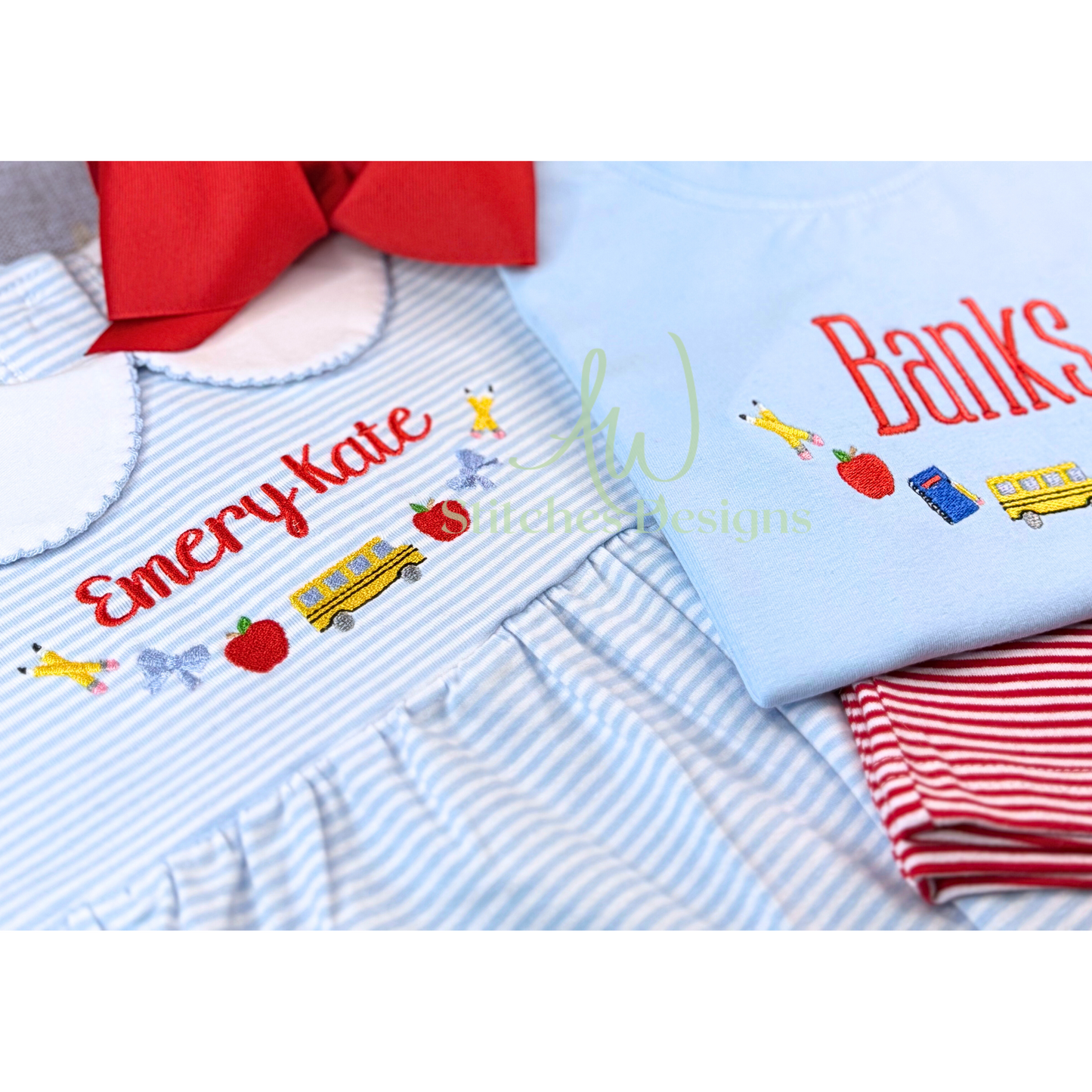 School bus name embroidery frame