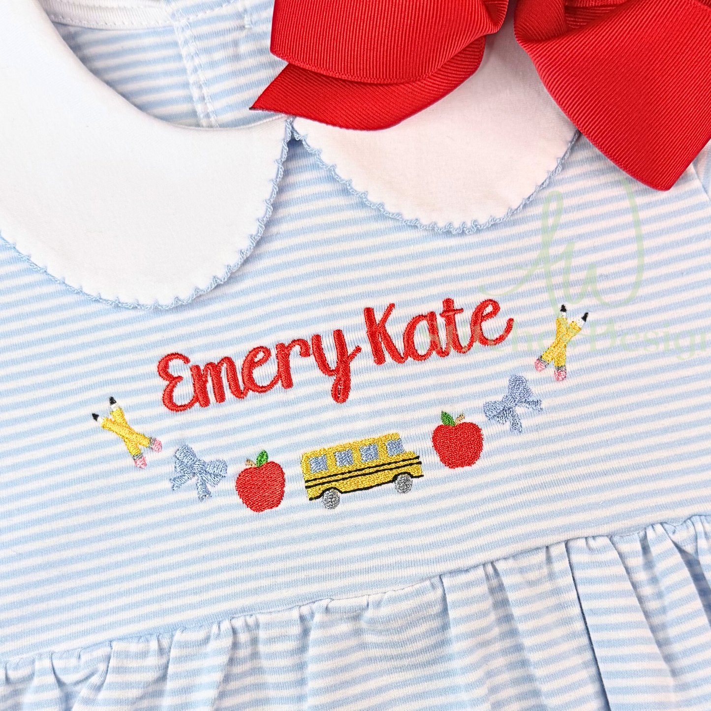 School bus bow monogram frame