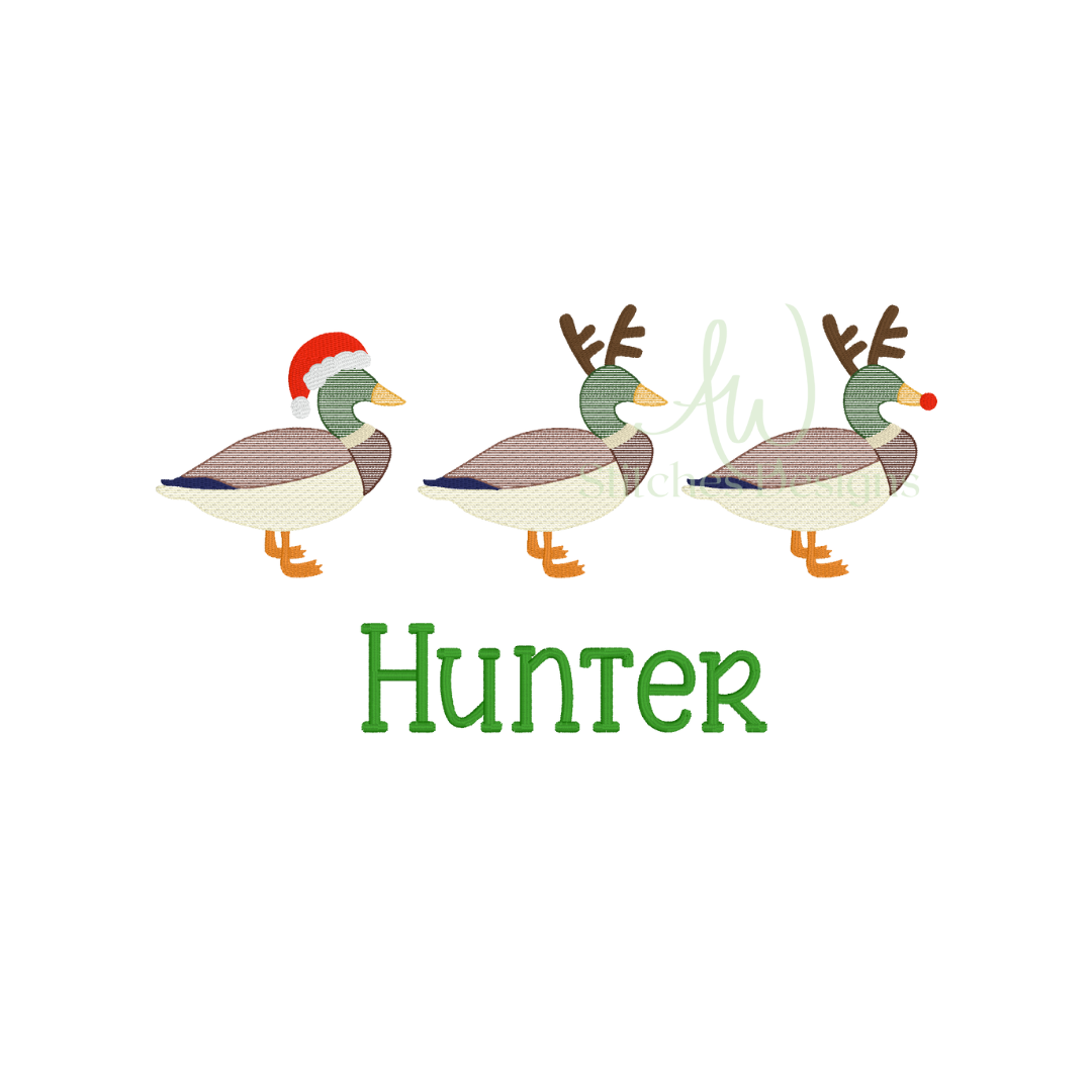 Christmas Mallard Duck Sketch Trio