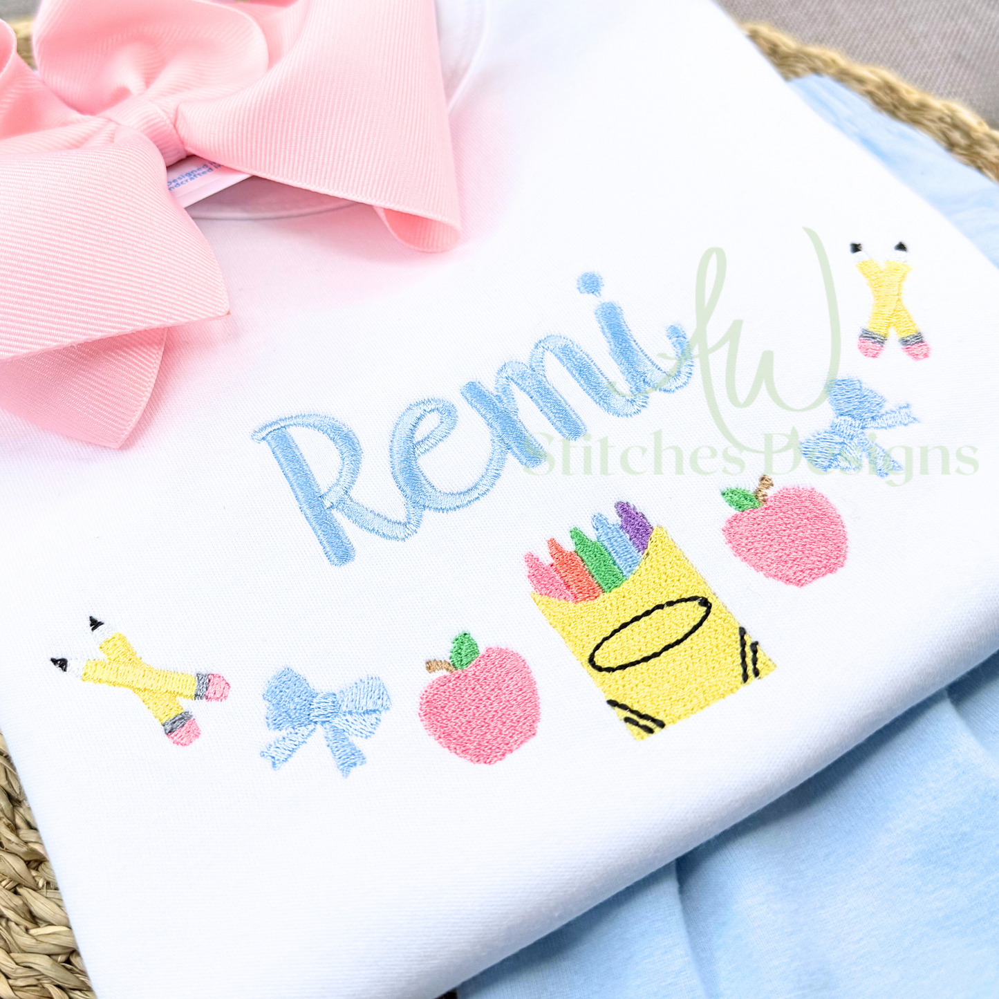 Crayon Box Bow Monogram Frame