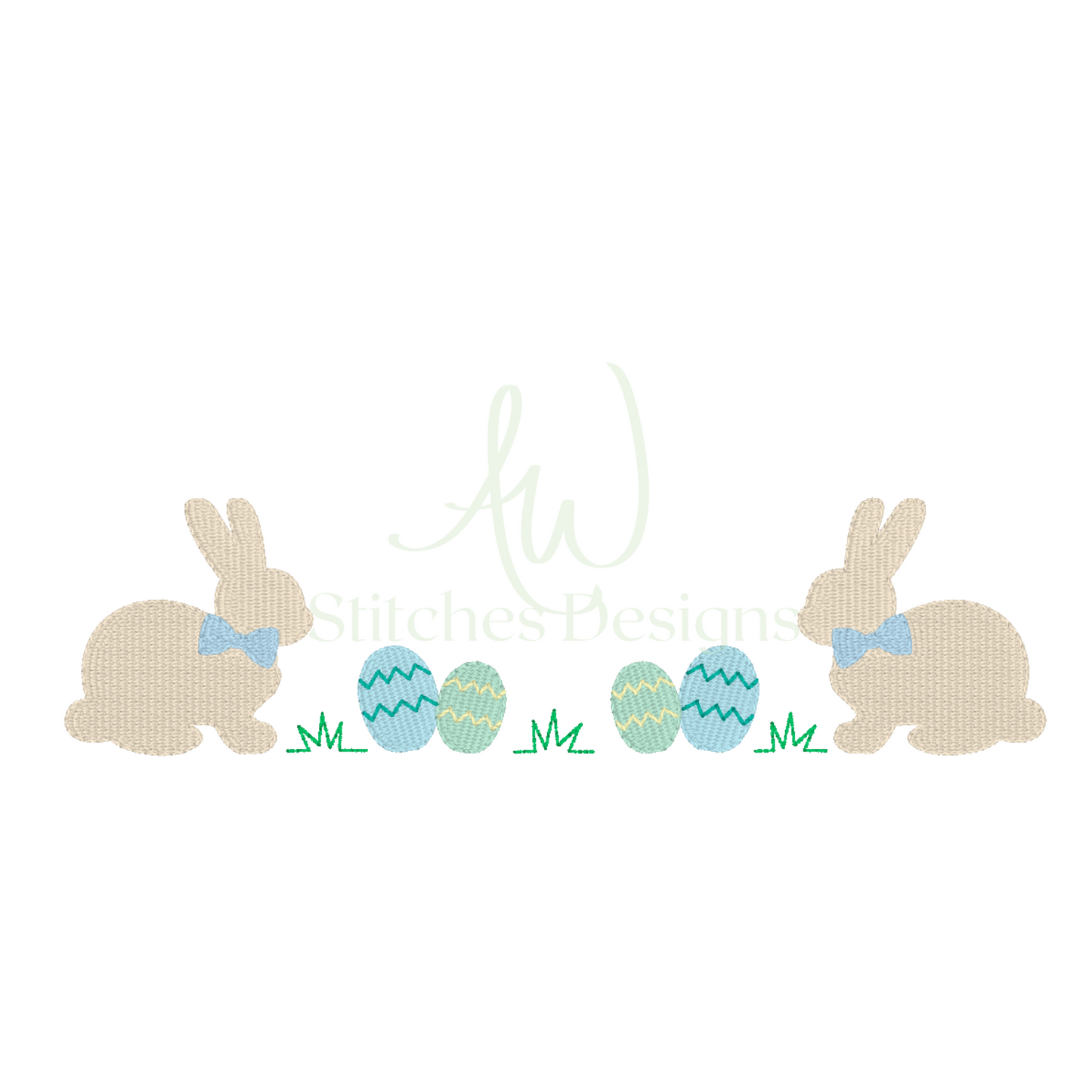 Easter bunny monogram frame satin fill stitch machine embroidery design file