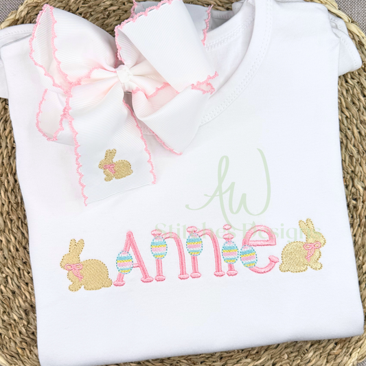 The Easter egg satin stitch font for machine embroidery design file 1"- 2.5" upper and lowercase letters with BX