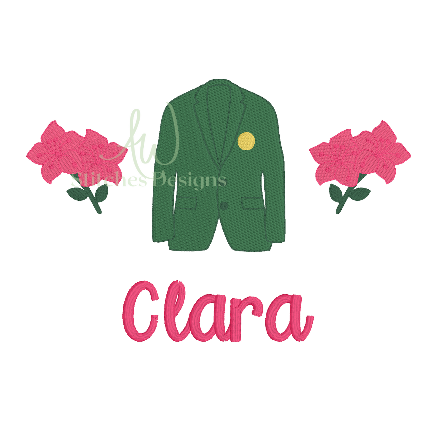 Golf Tournament Trio with Azaleas Satin Stitch Golf Trio machine embroidery design