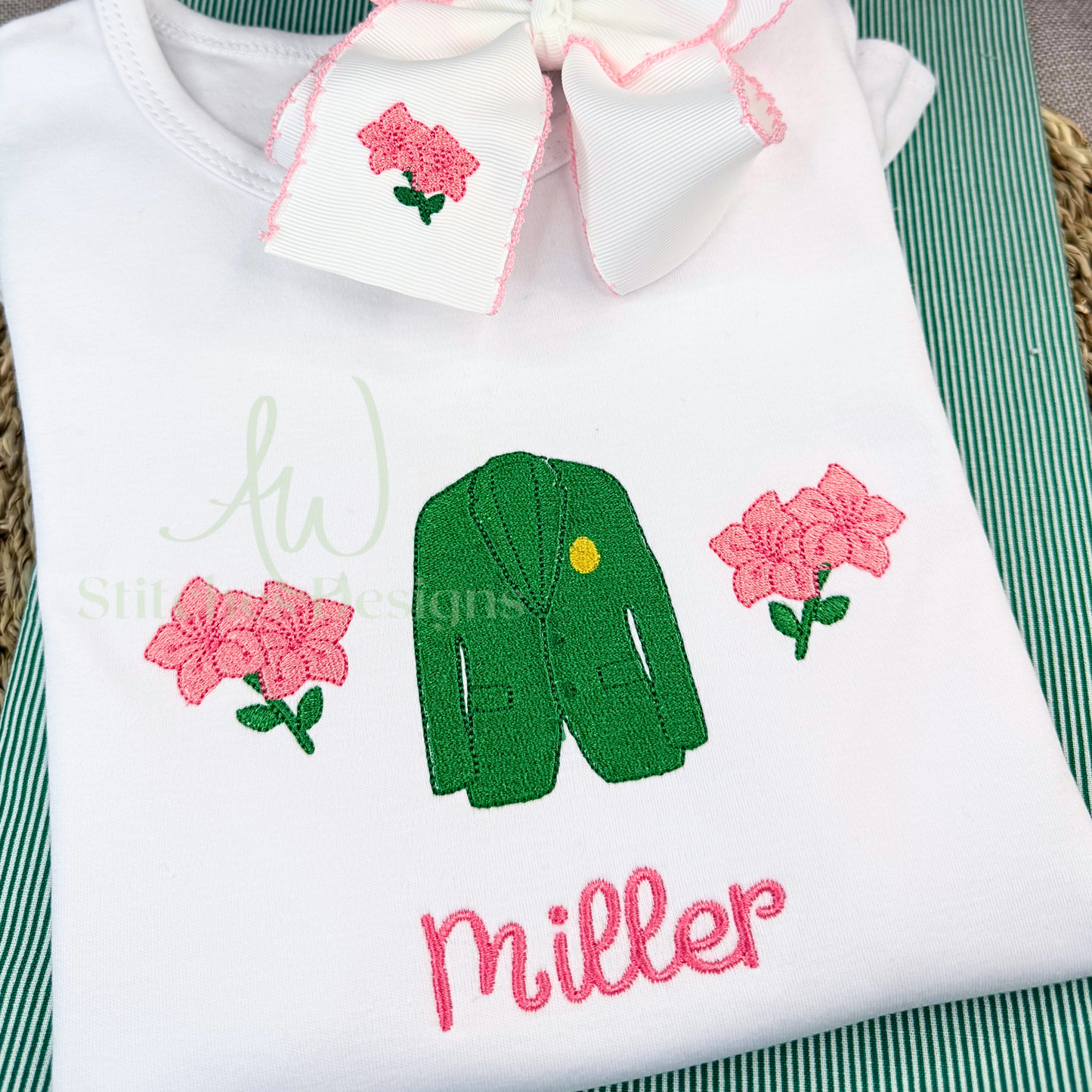Golf Tournament Trio with Azaleas Satin Stitch Golf Trio machine embroidery design