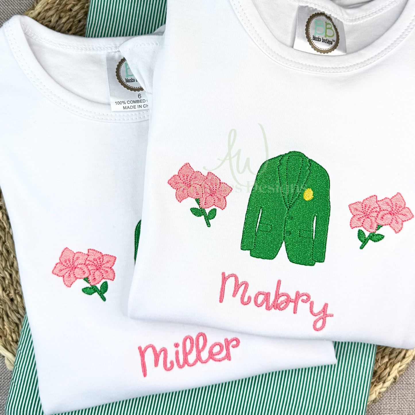 Golf Tournament Trio with Azaleas Satin Stitch Golf Trio machine embroidery design
