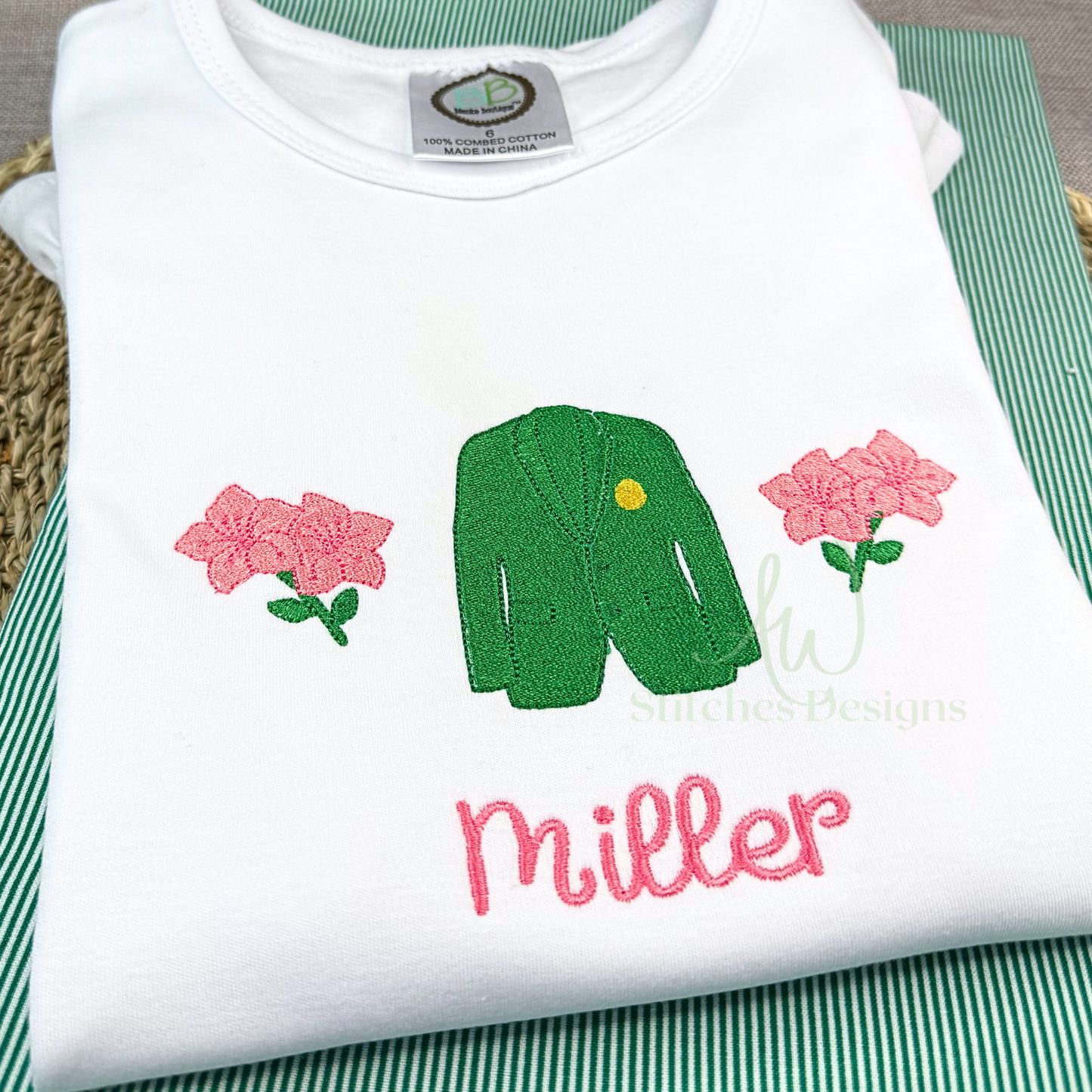 Golf Tournament Trio with Azaleas Satin Stitch Golf Trio machine embroidery design