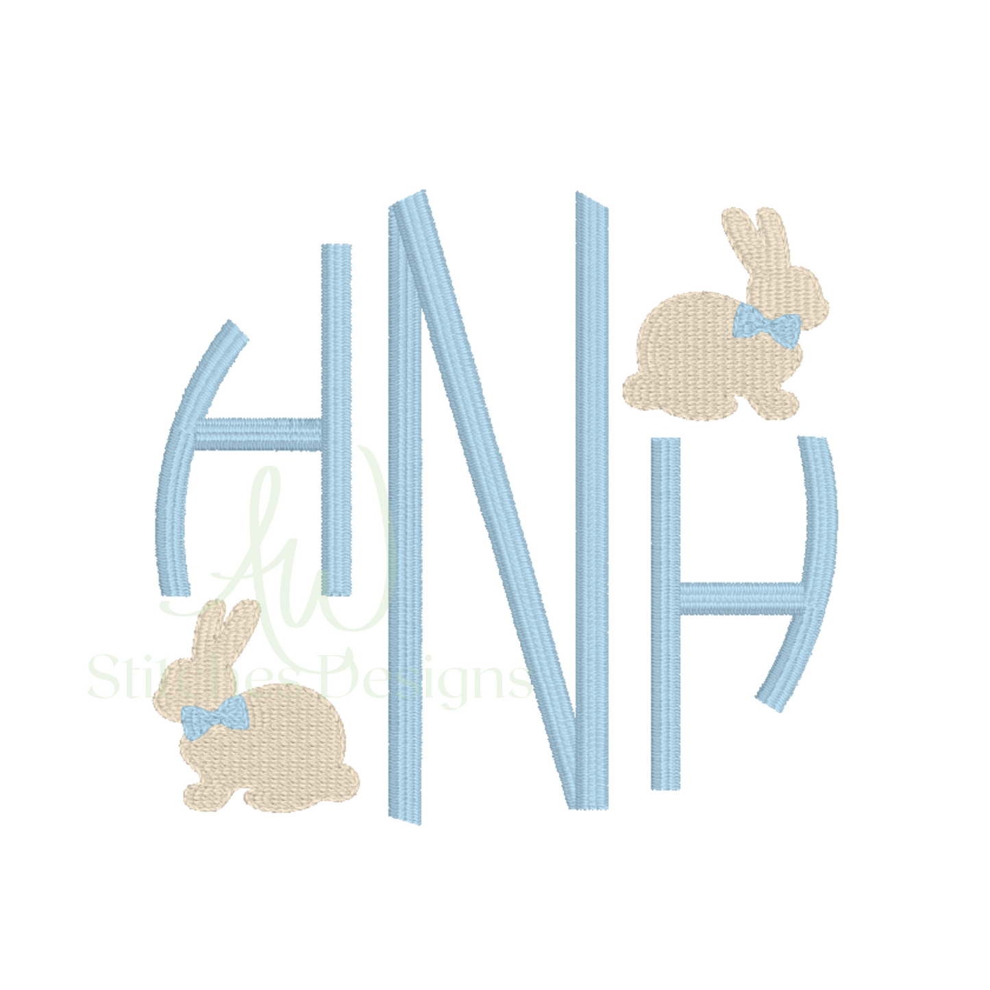 Mini bunny with bowtie fill stitch machine embroidery mini design