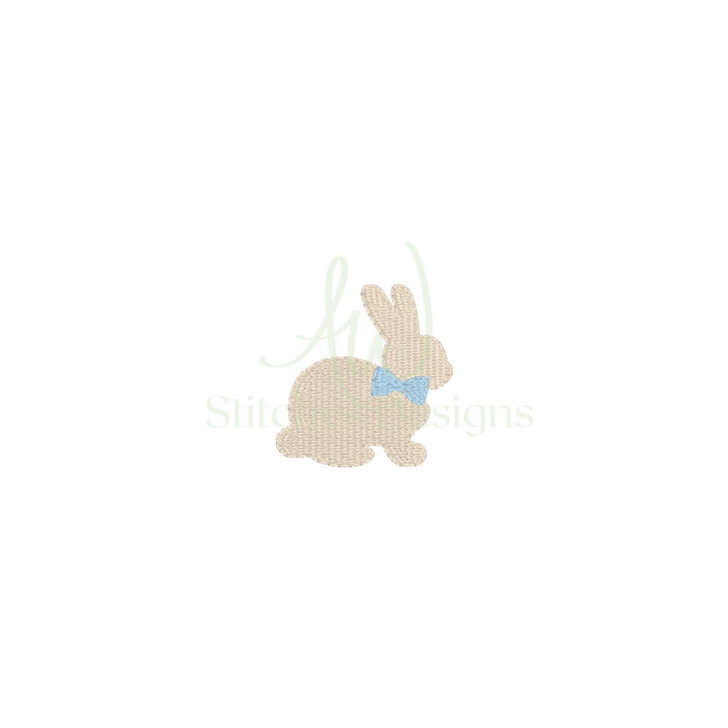 Mini bunny with bowtie fill stitch machine embroidery mini design