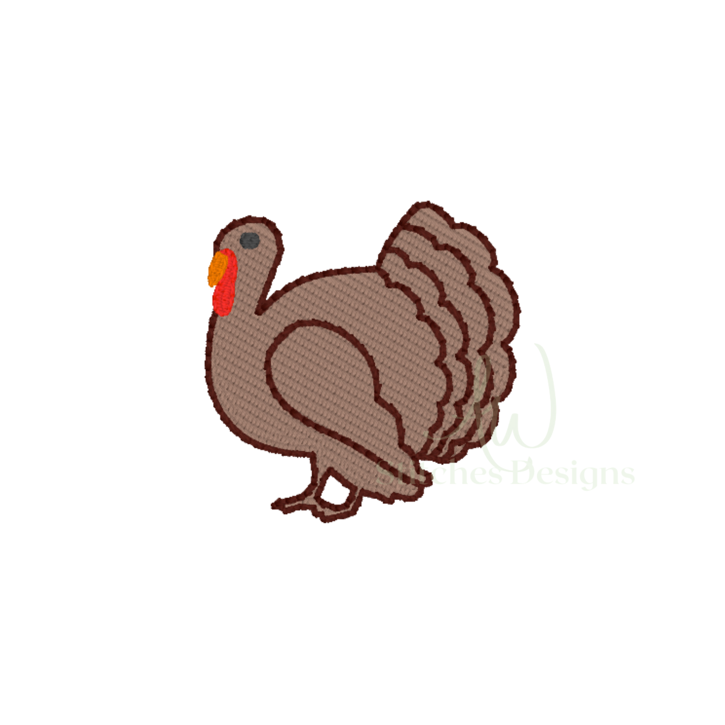 Mini turkey satin fill stitch machine embroidery design