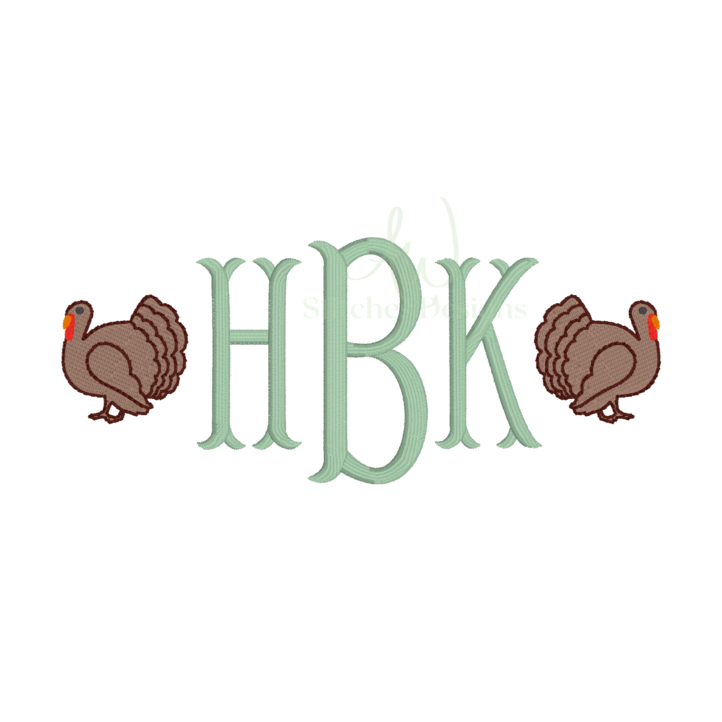 Mini turkey satin fill stitch machine embroidery design