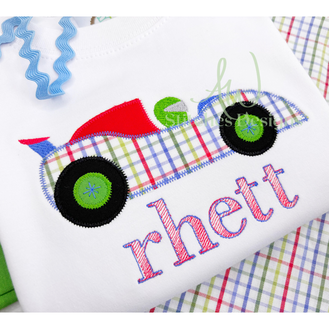Race car zig zag applique