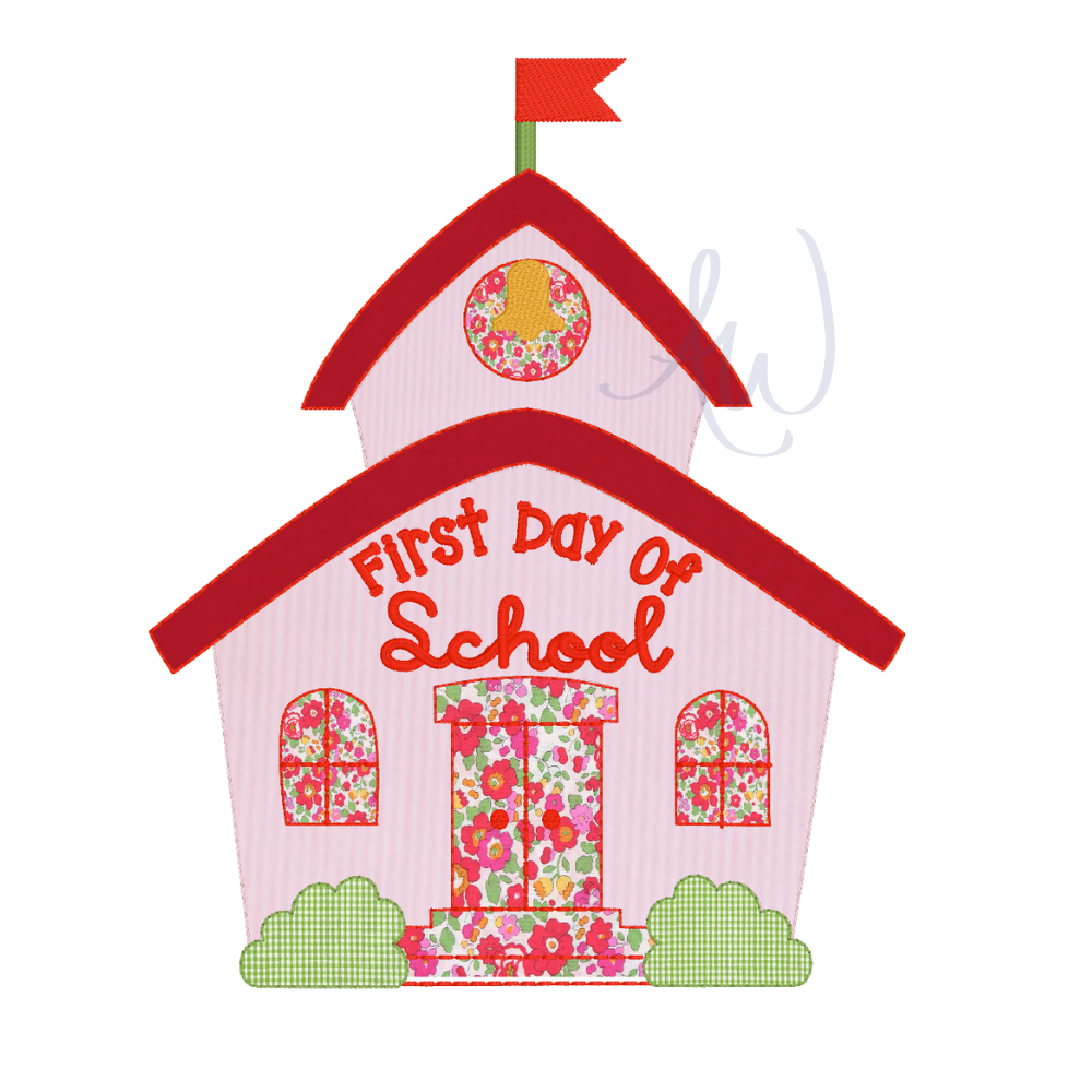 Digital embroidery file for schoolhouse back to school decoration