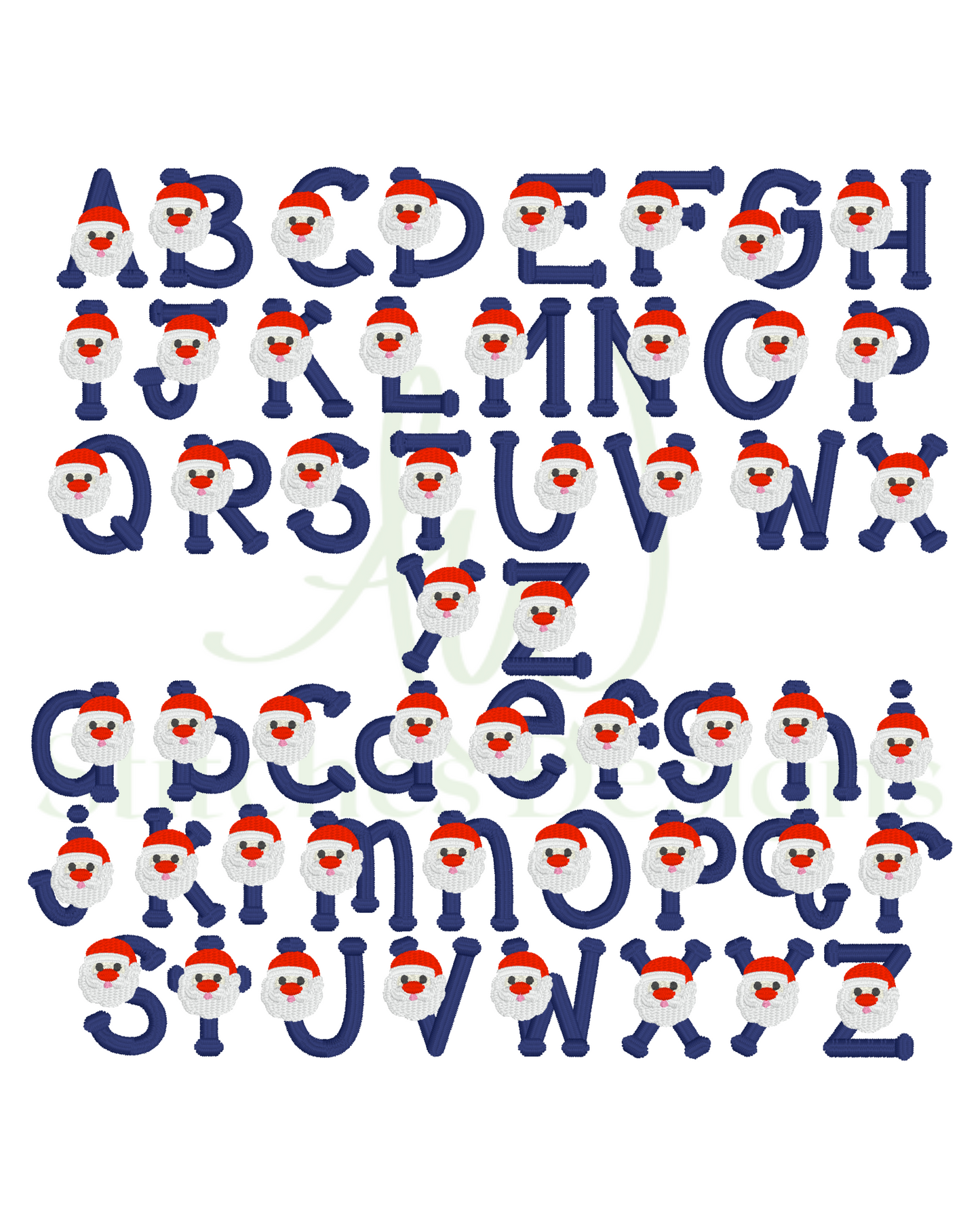 Christmas Santa Claus Spirit of Santa satin stitch font machine embroidery design file