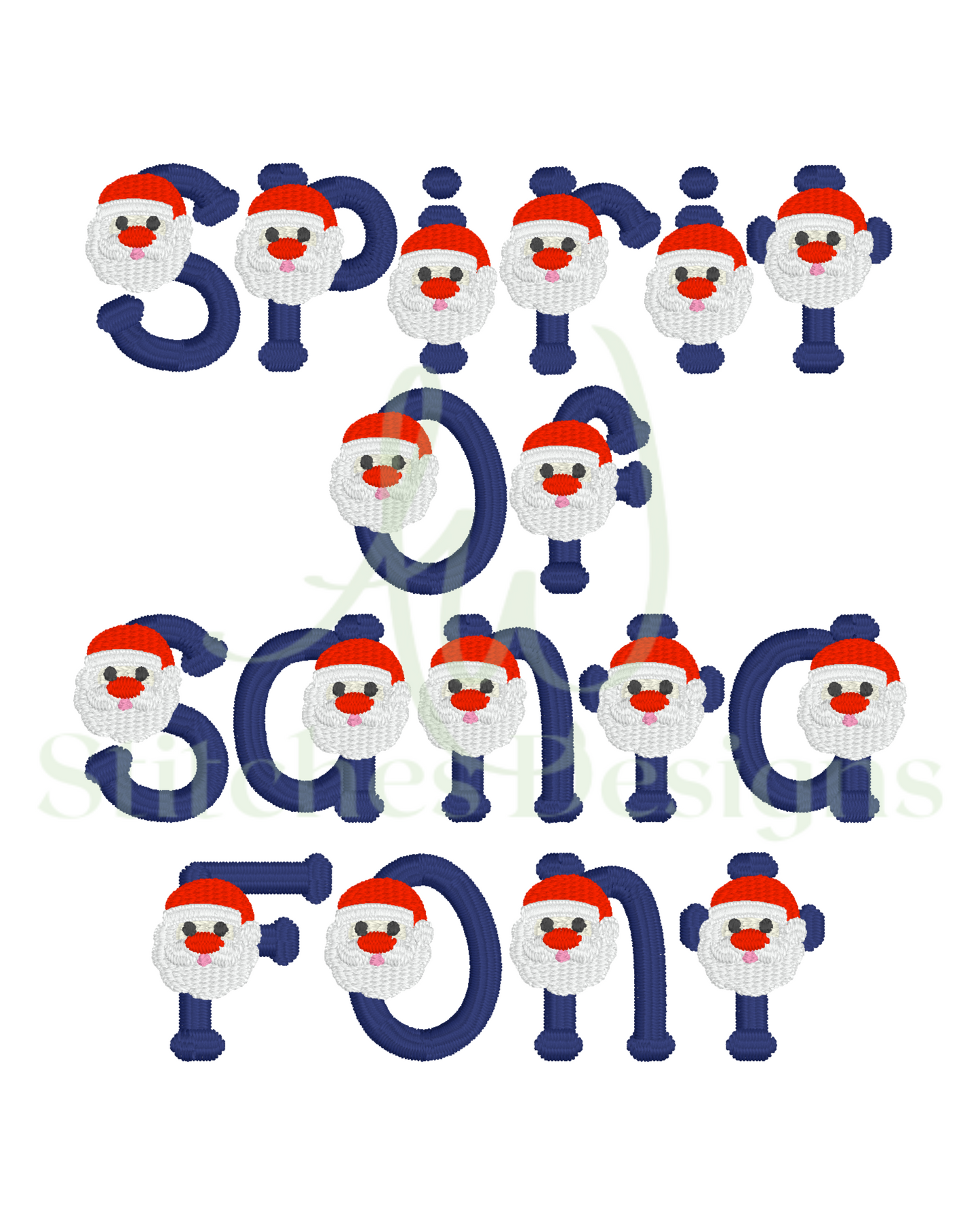 Christmas Santa Claus Spirit of Santa satin stitch font machine embroidery design file