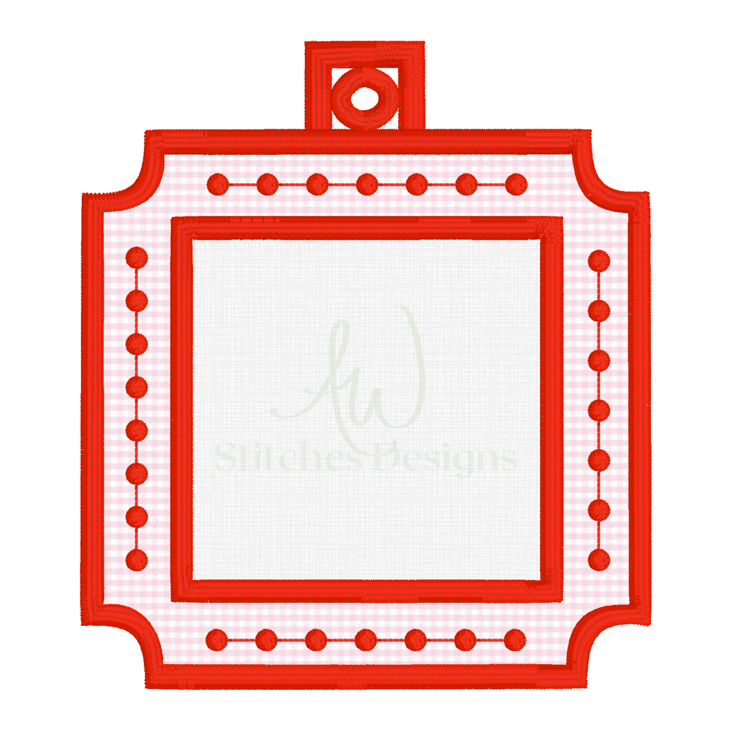 In the Hoop square french knot Christmas ornament