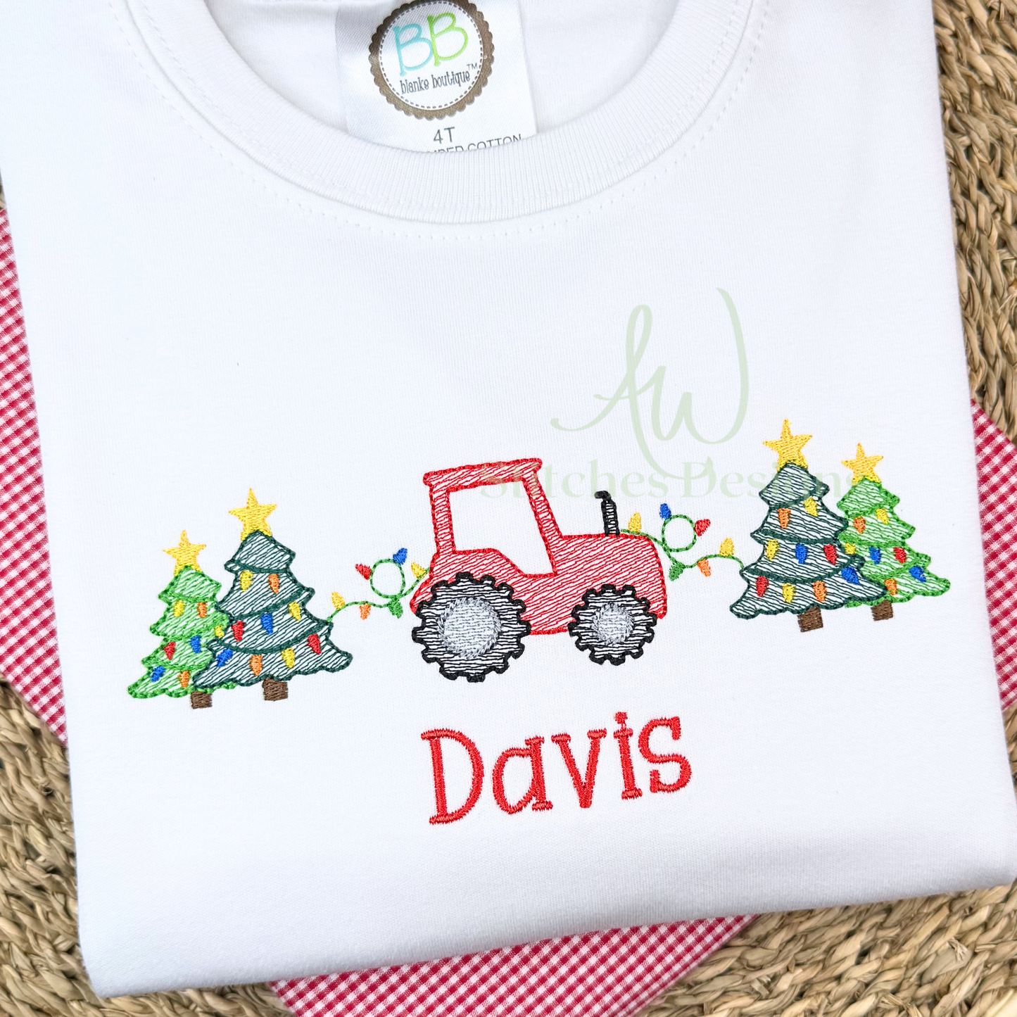 Christmas Tractor sketch design embroidery design file