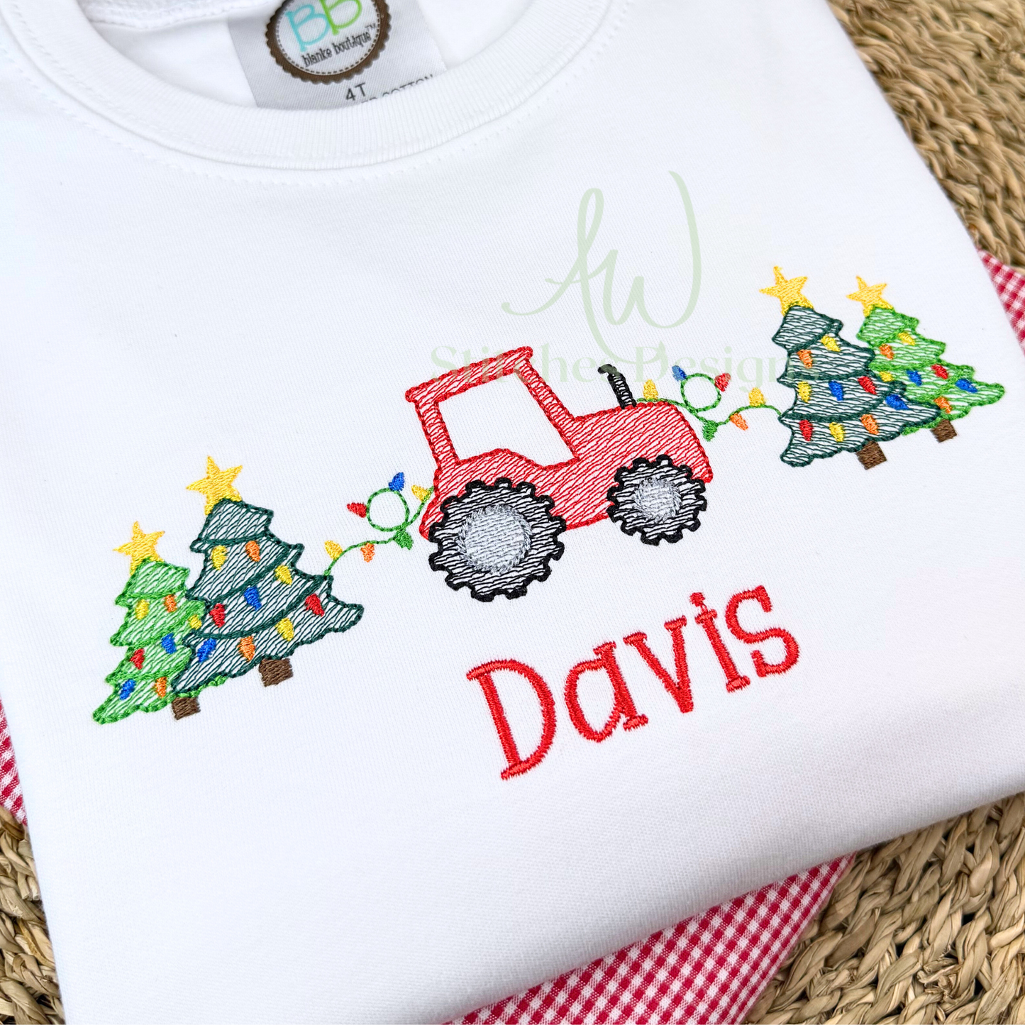 Christmas Tractor sketch design embroidery design file