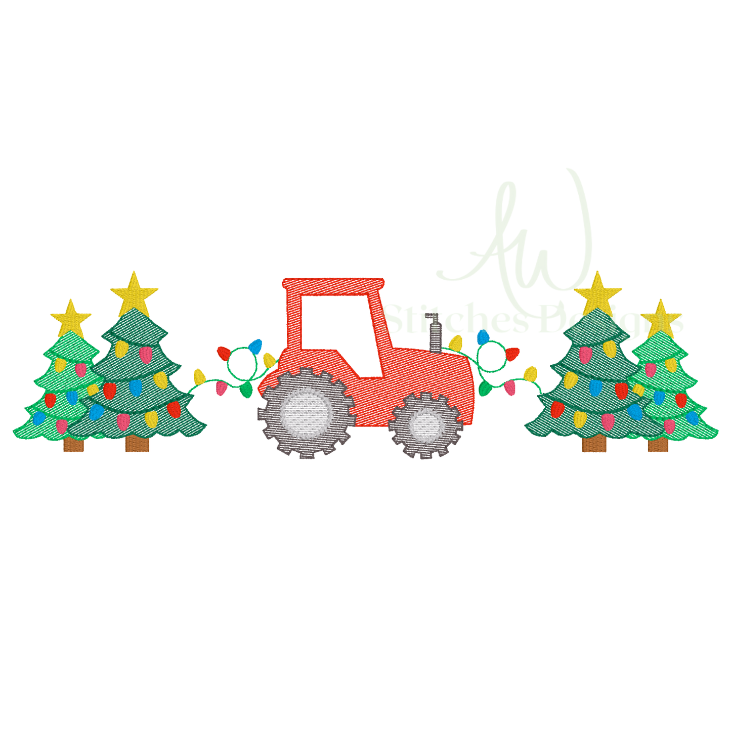 Christmas Tractor sketch design embroidery design file