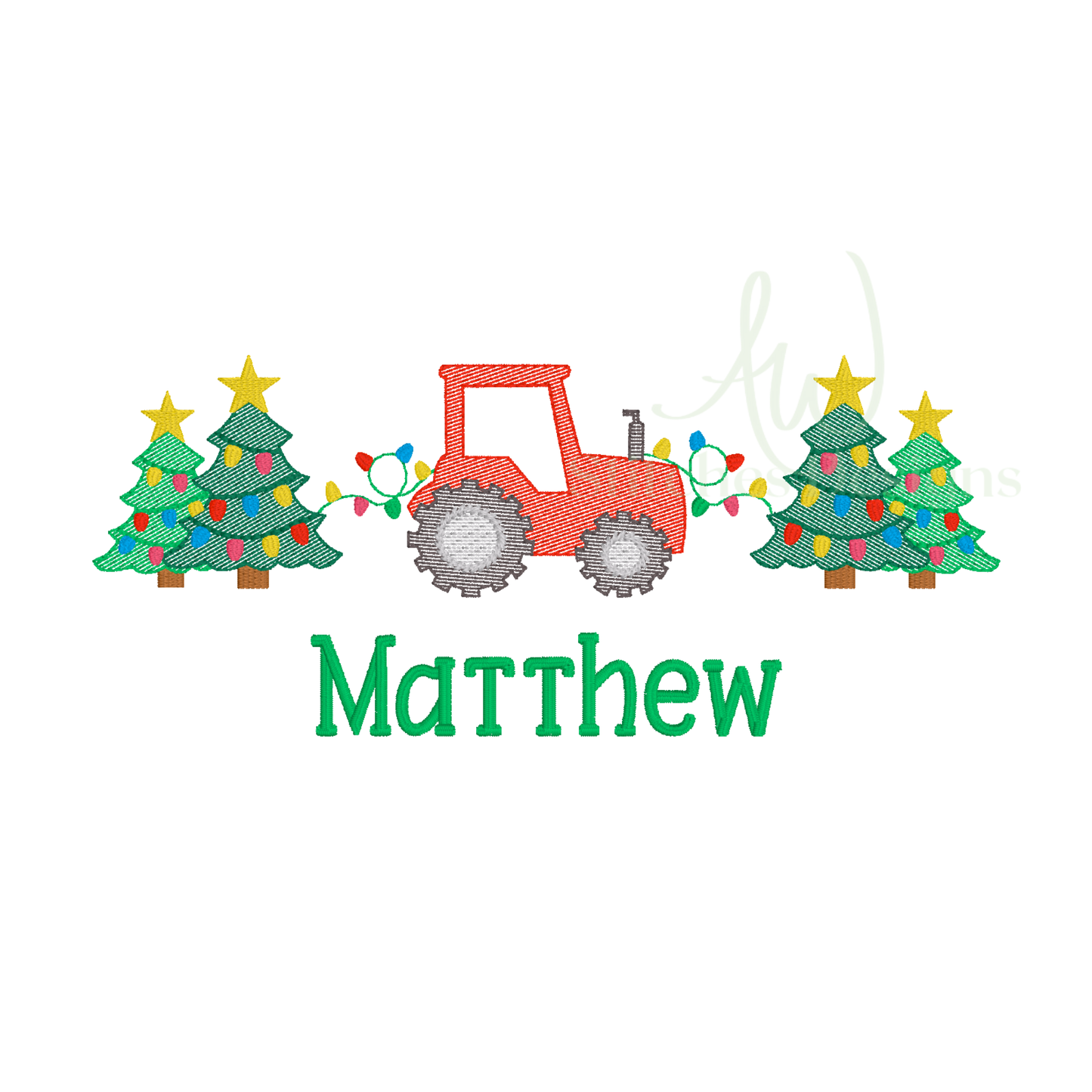 Christmas Tractor sketch design embroidery design file