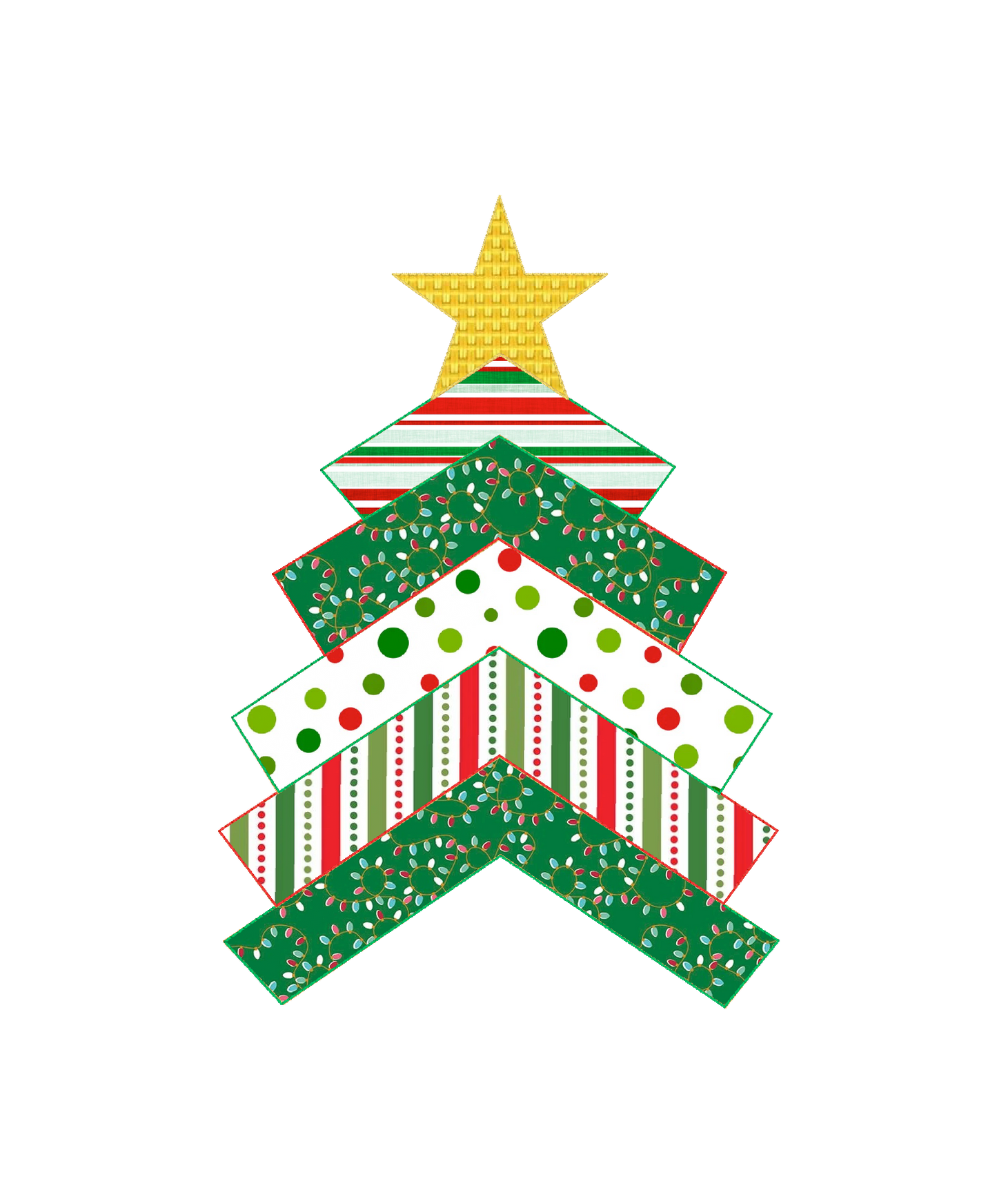 Christmas Tree with Star Bean Stitch Appliqué Sweatshirt Design for Machine Embroidery design file