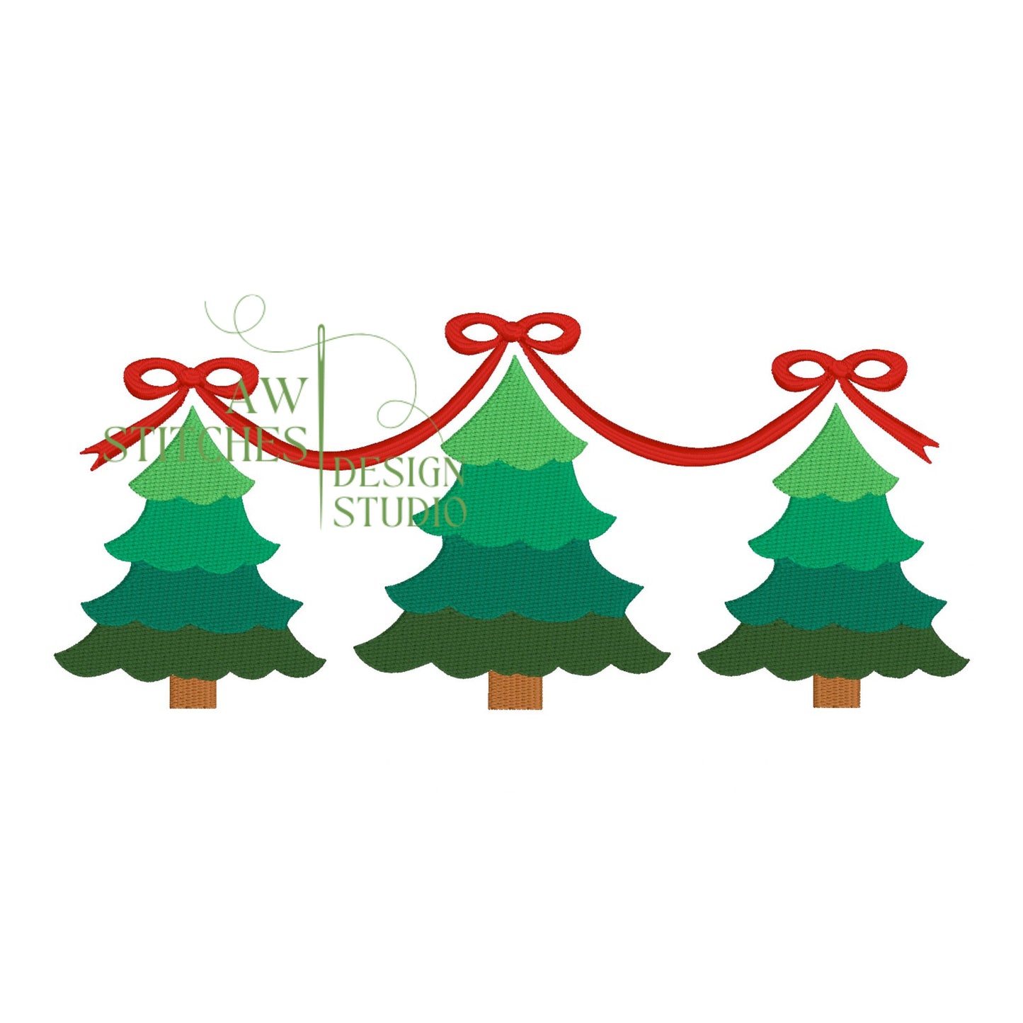 Christmas Tree Trio with Ribbon Bow