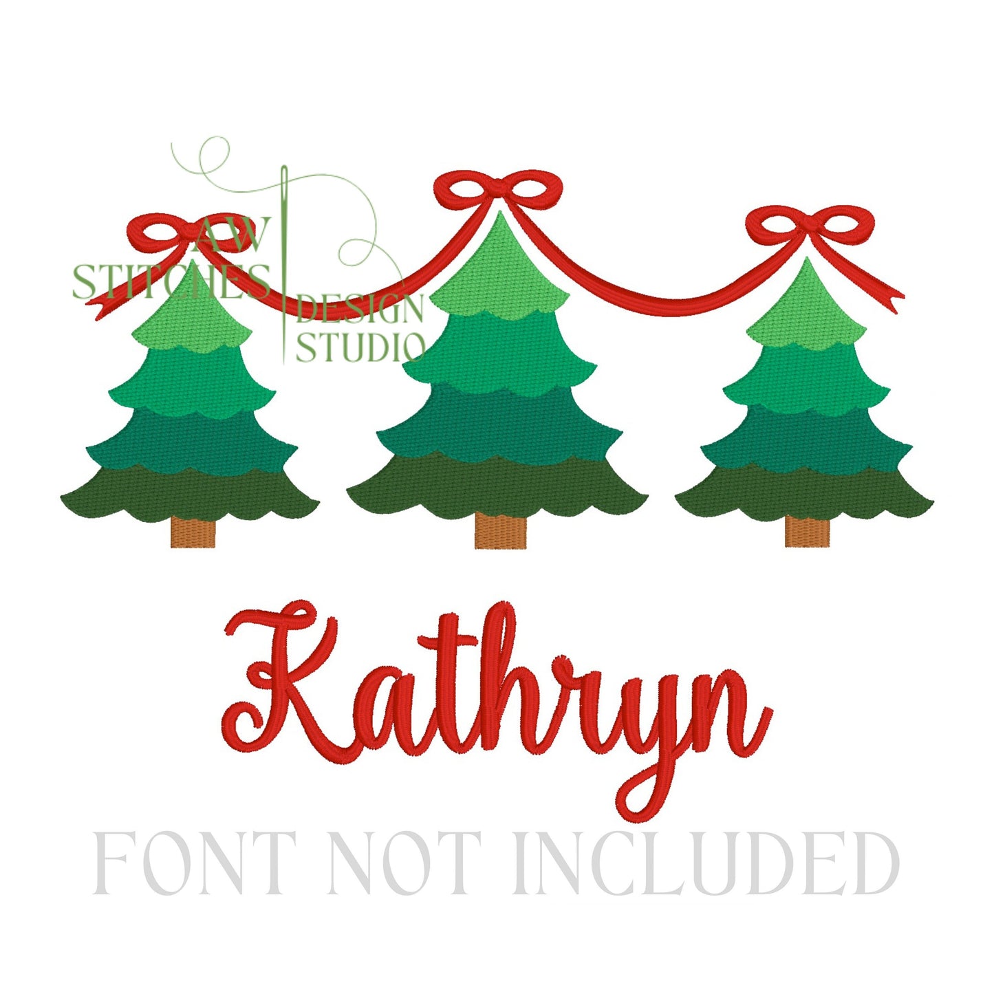 Christmas Tree Trio with Ribbon Bow