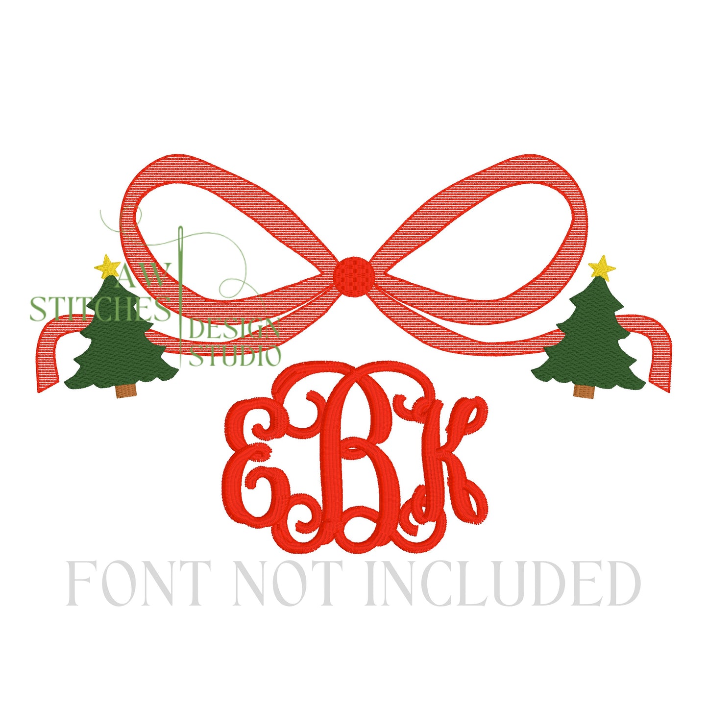 Christmas tree sketch bow