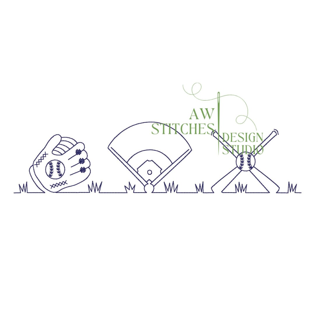 Baseball Diamond line 5x7, 8x8, 6x10